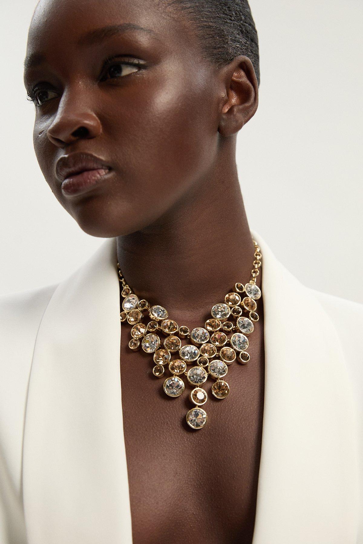Crystal Statement Necklace - Gold
