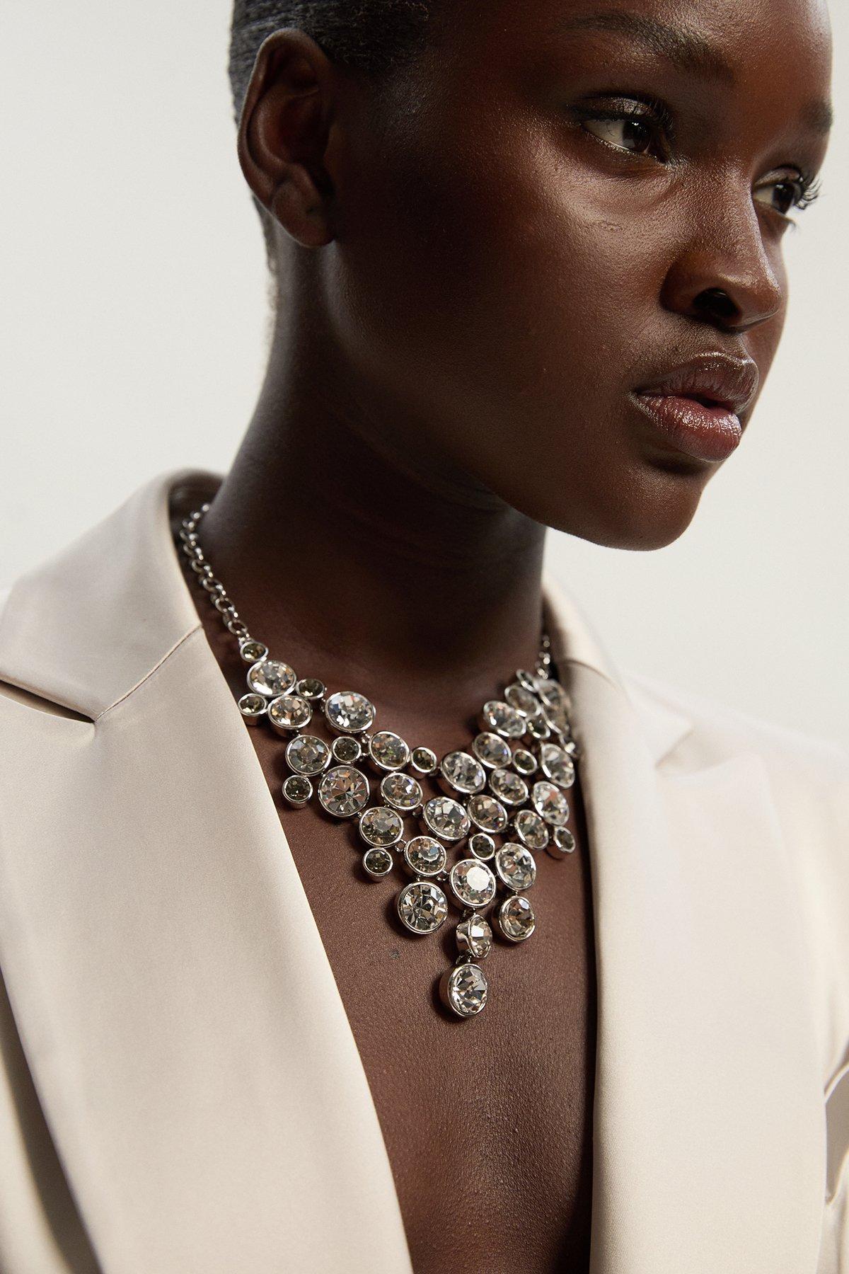 Crystal Statement Necklace - Silver