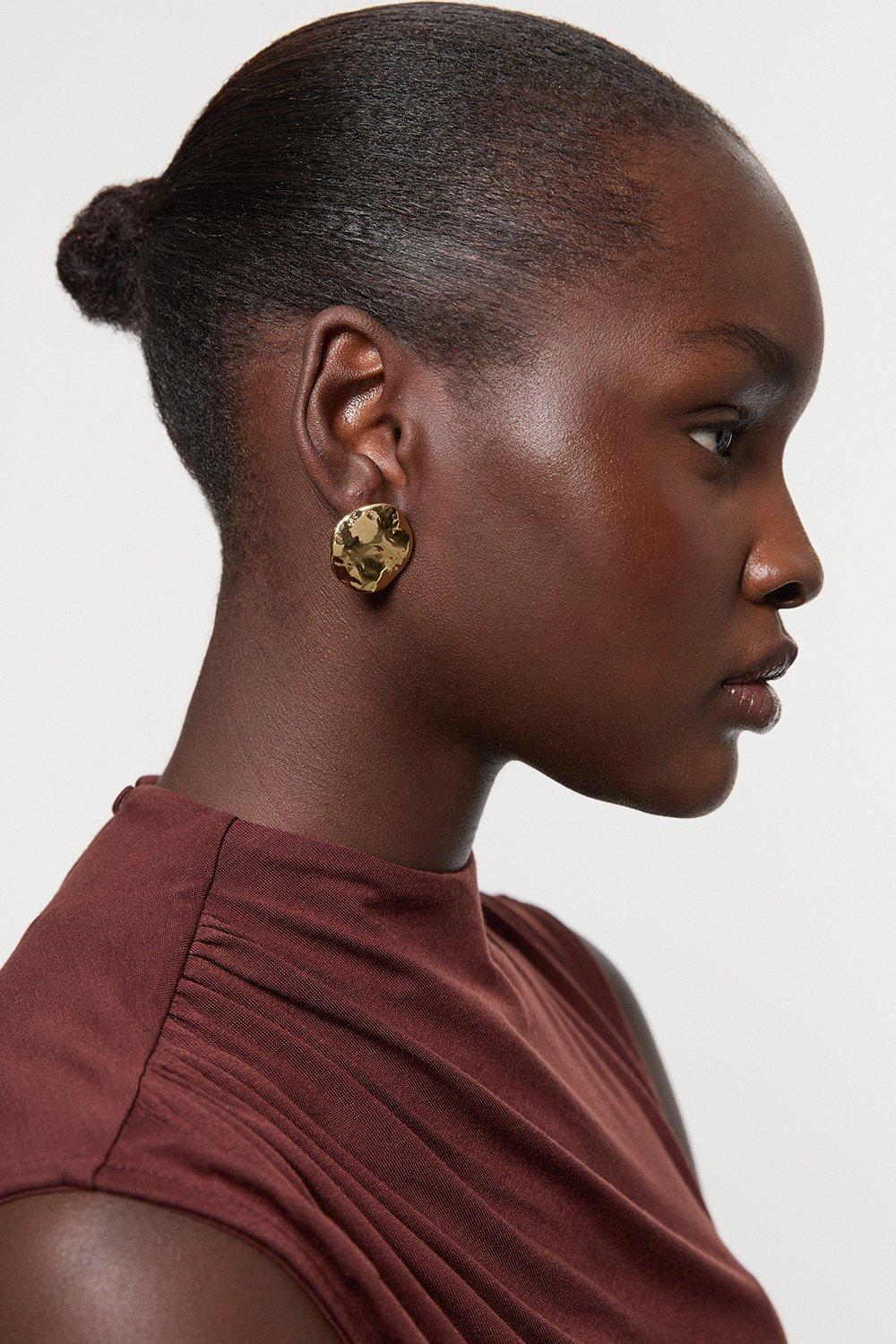 Large Stud Statement Earrings - Gold