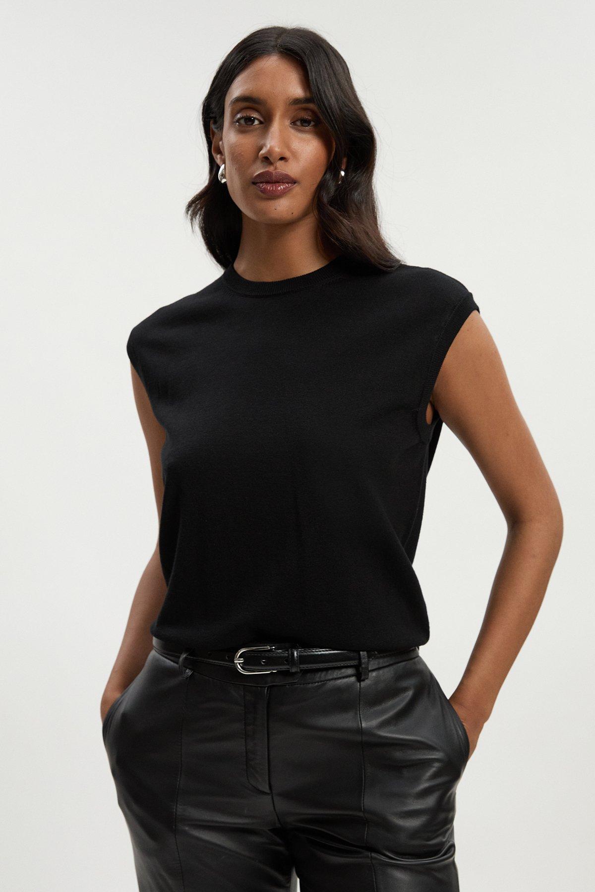 Viscose Blend Knit Top - Black
