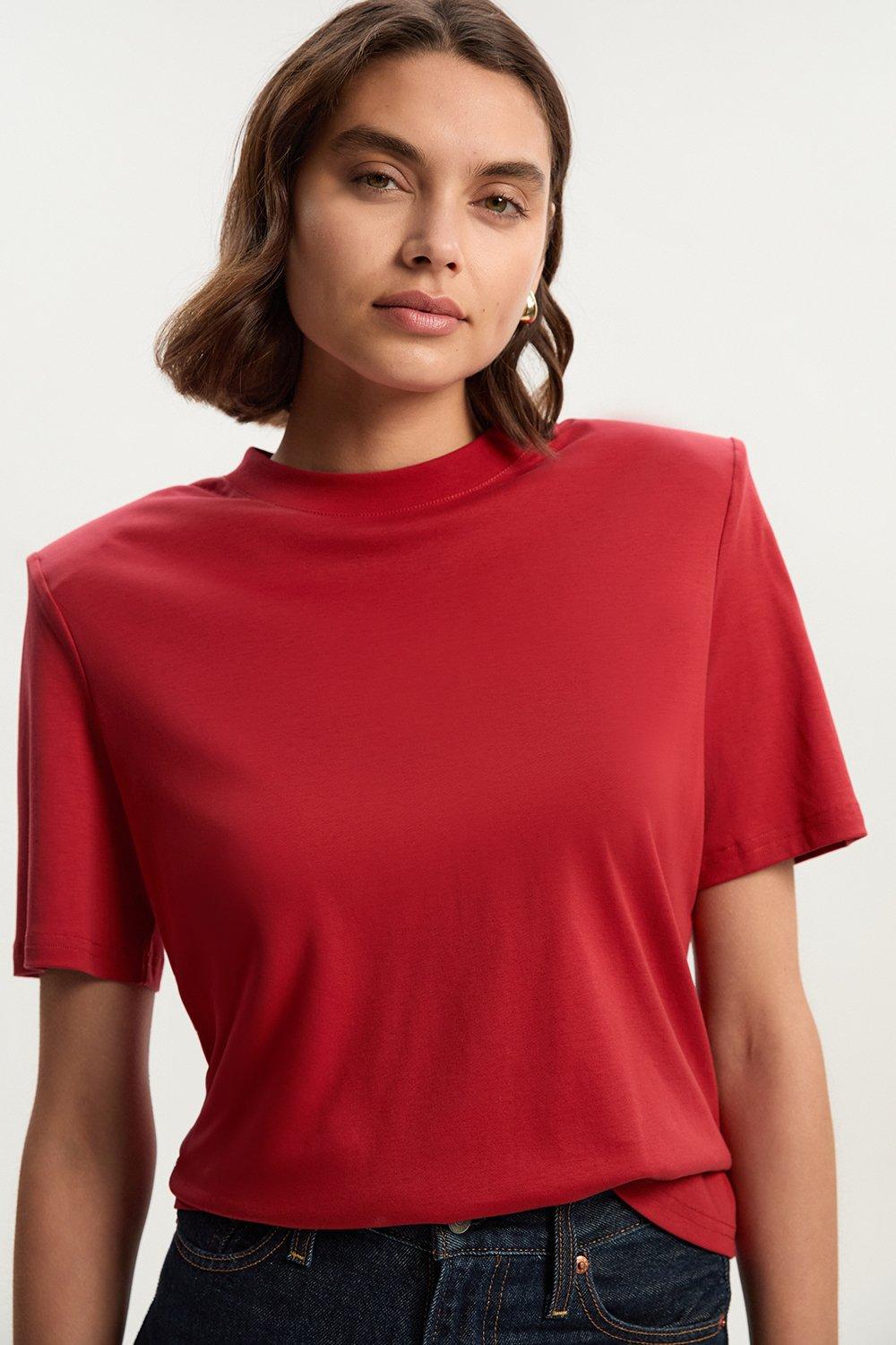 Power Shoulder Jersey T-Shirt - Red