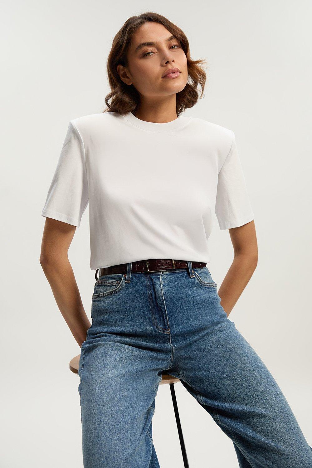 Power Shoulder Jersey T-Shirt - White