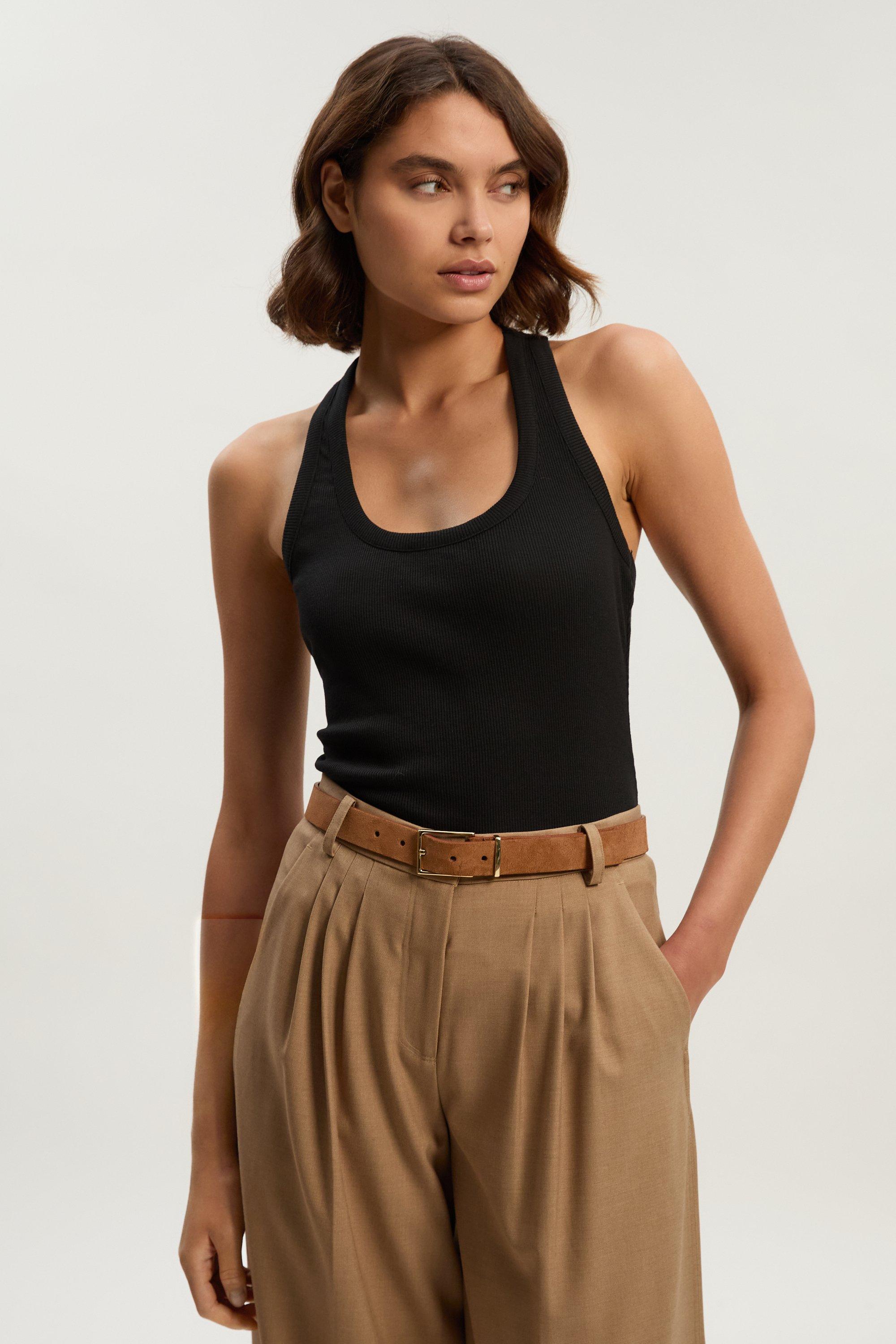 Compact Jersey Ribbed Racer Back Vest - Black