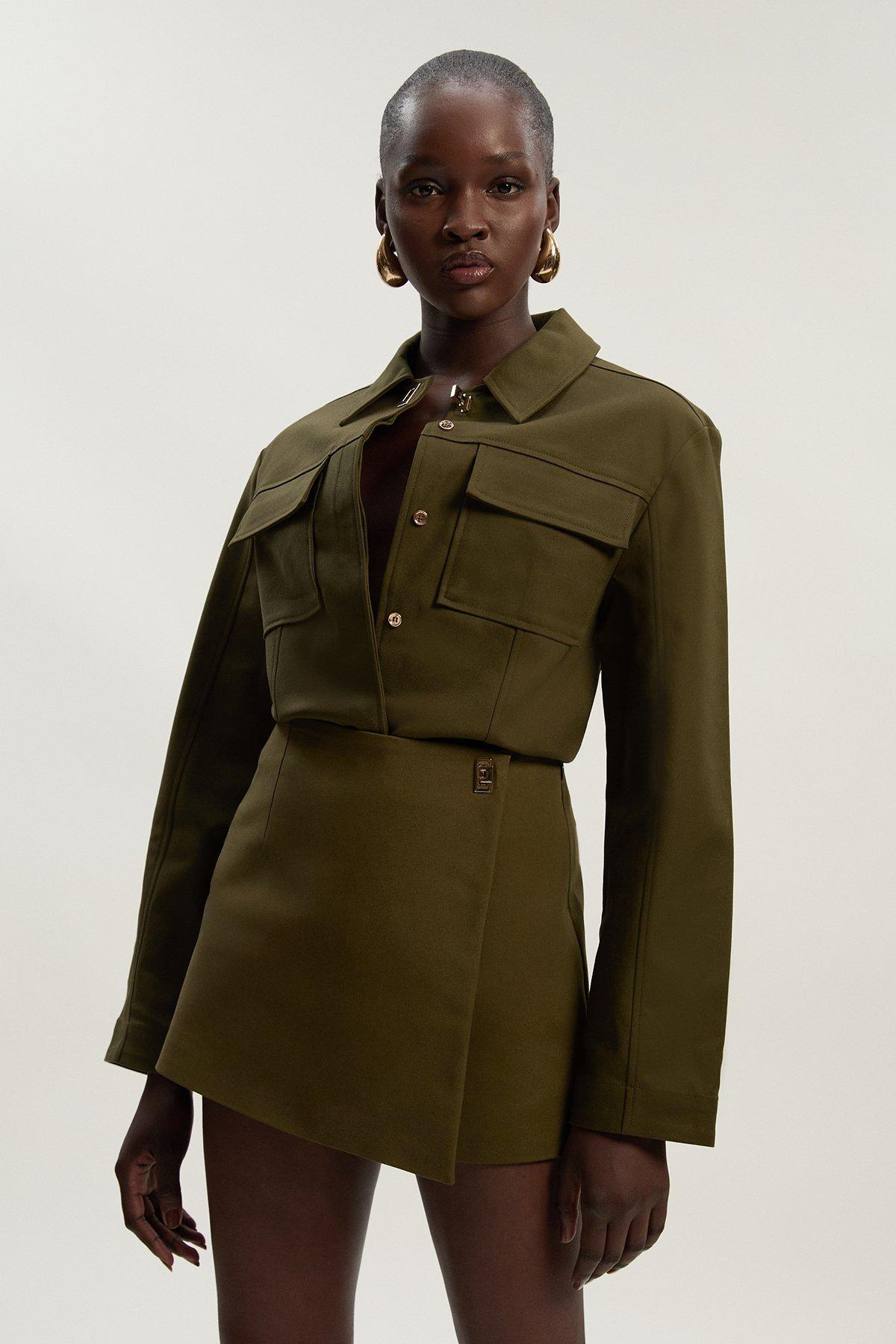 Techno Hardware Detail Woven Jacket - Khaki/Green