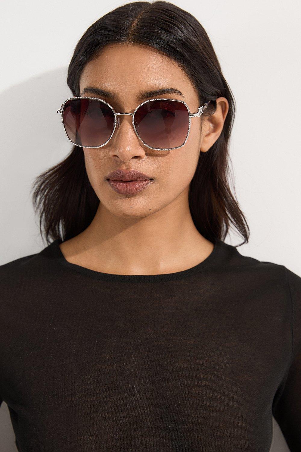Silver Rounded Sunglasses - White