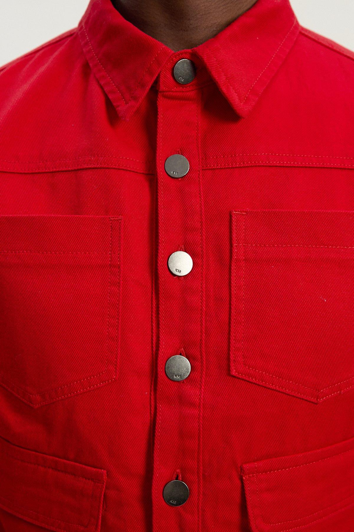 Coloured Denim Jacket - Red