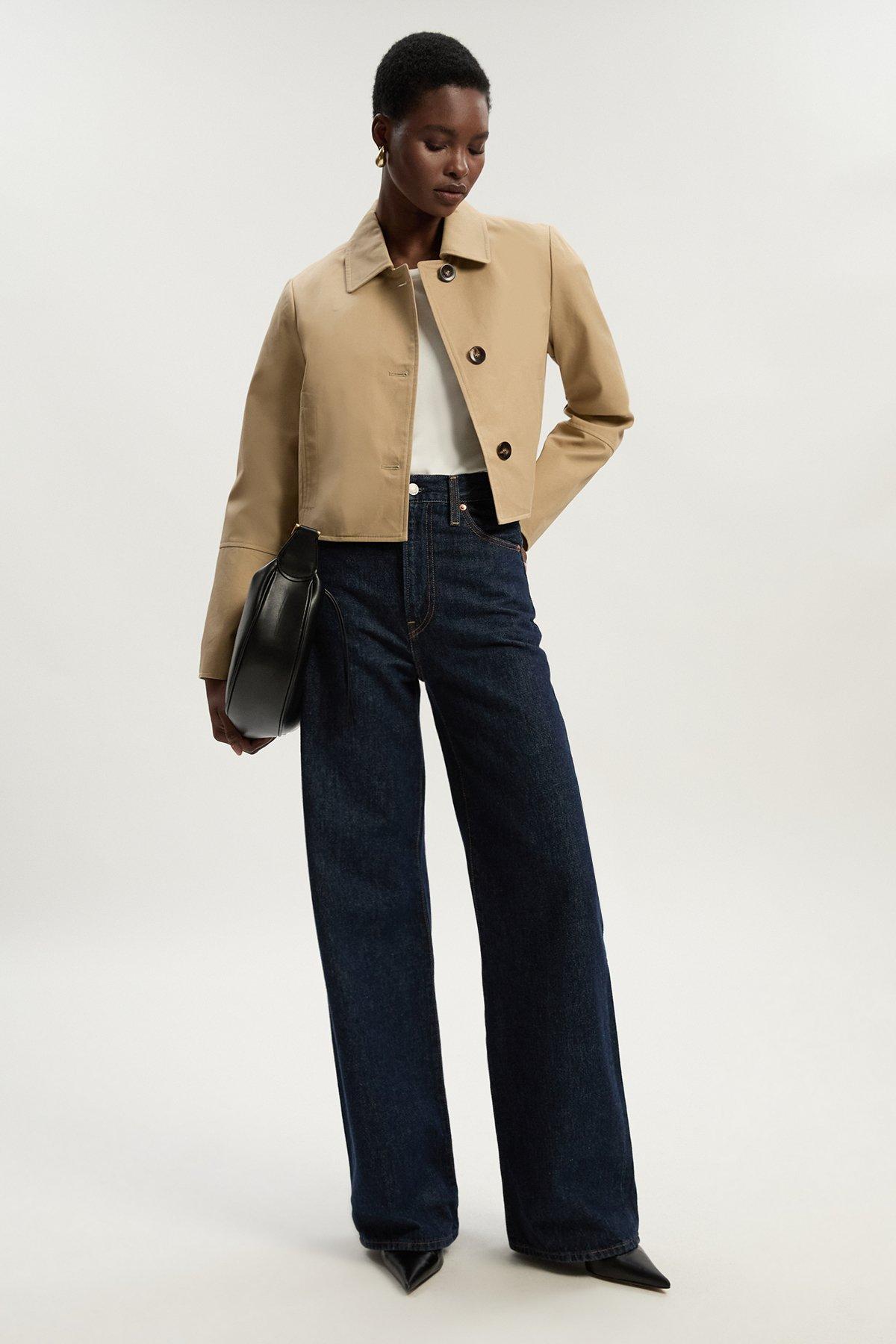 Cotton Button Tailored Jacket - Camel
