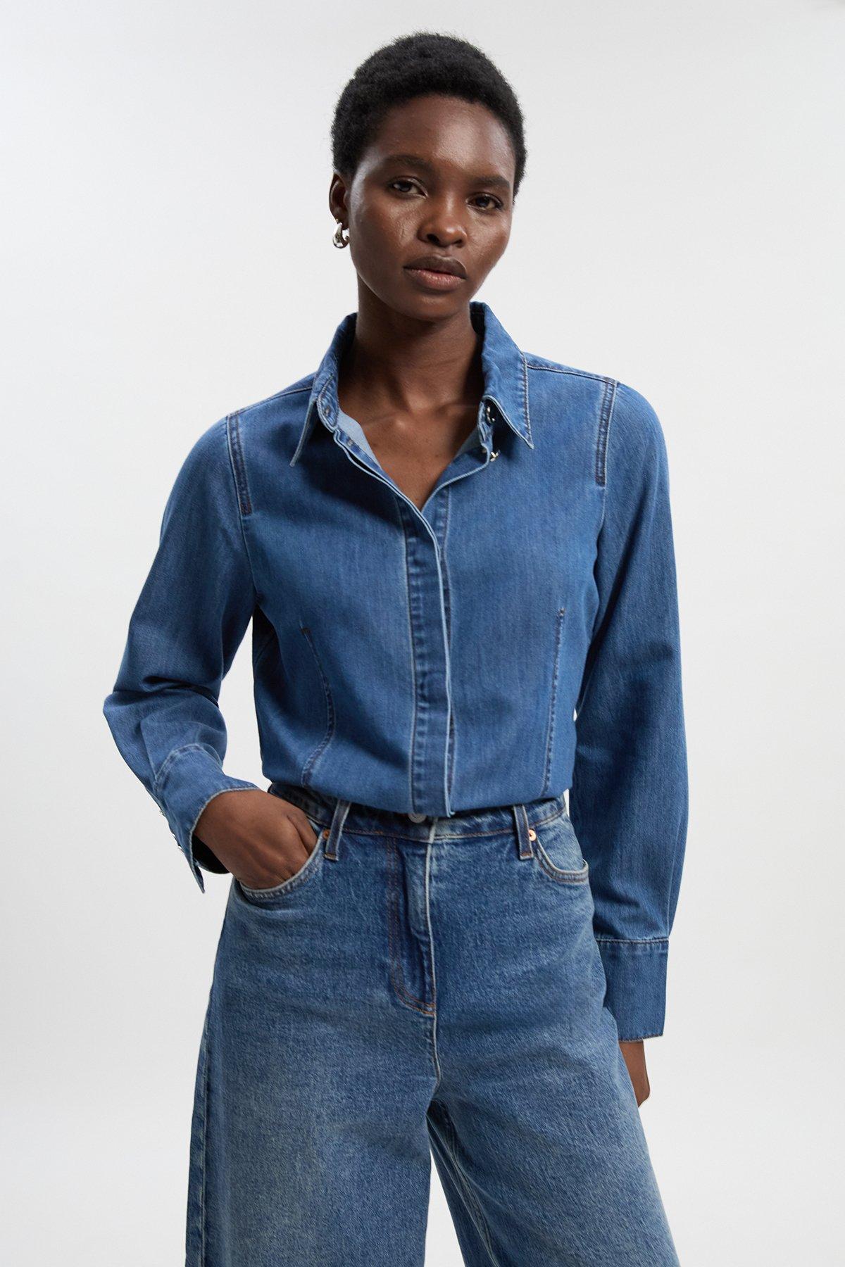 Denim Tailored Shirt - Mid Blue