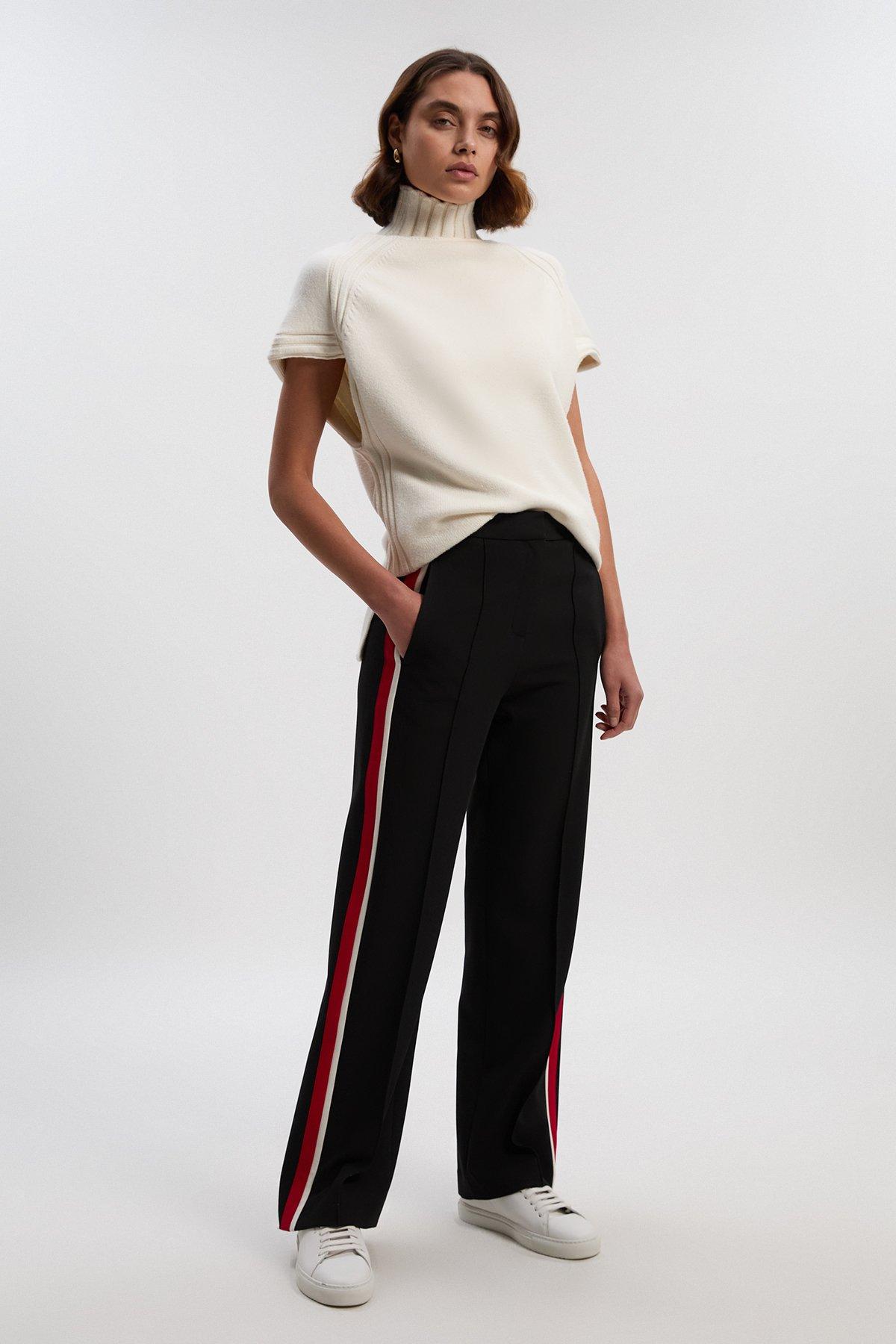 Tailored Side Stripe Straight Leg Trouser - Black