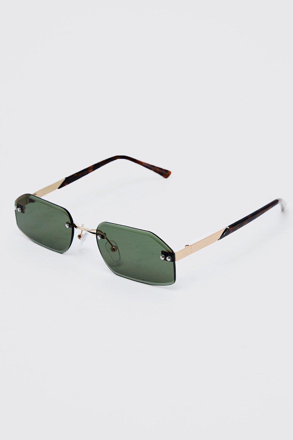 Mens Metallics Frameless Metal Sunglasses, Metallics