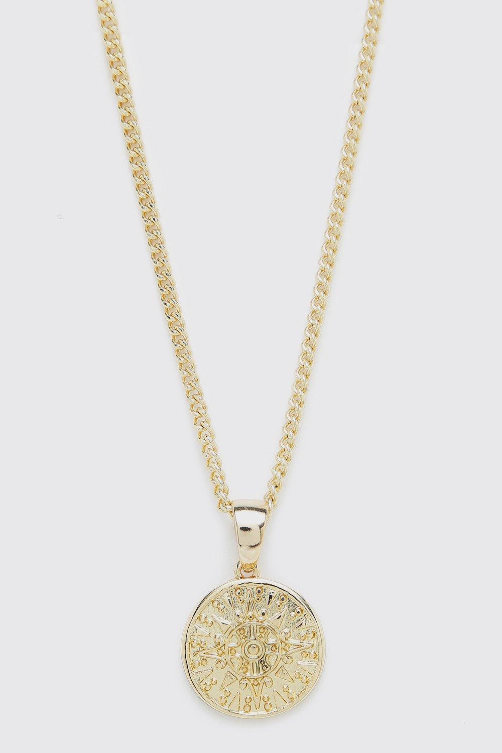 Mens Metallics Gold Coin Pendant, Metallics