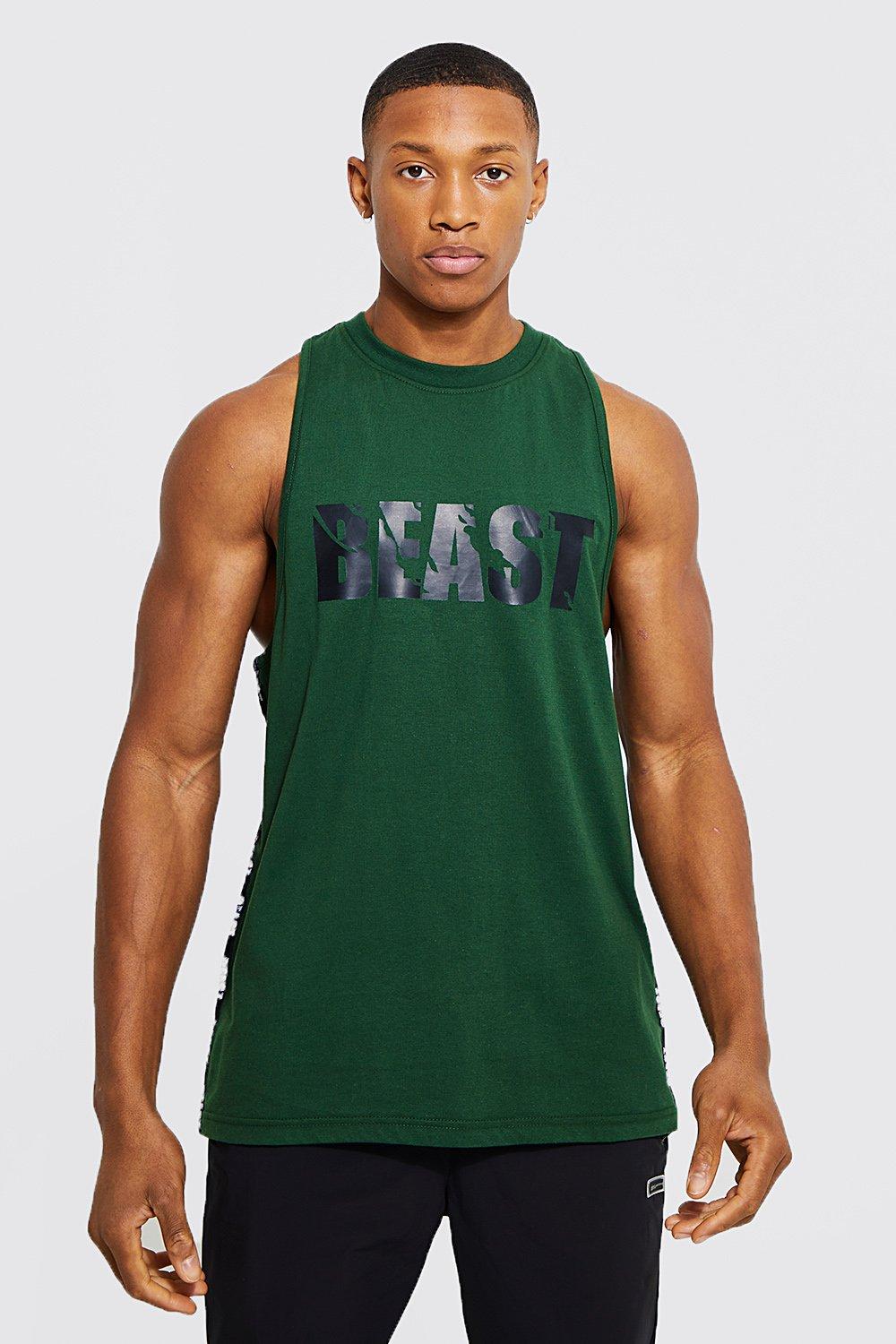 Mens Green Man Active X Beast Drop Armhole vest, Green