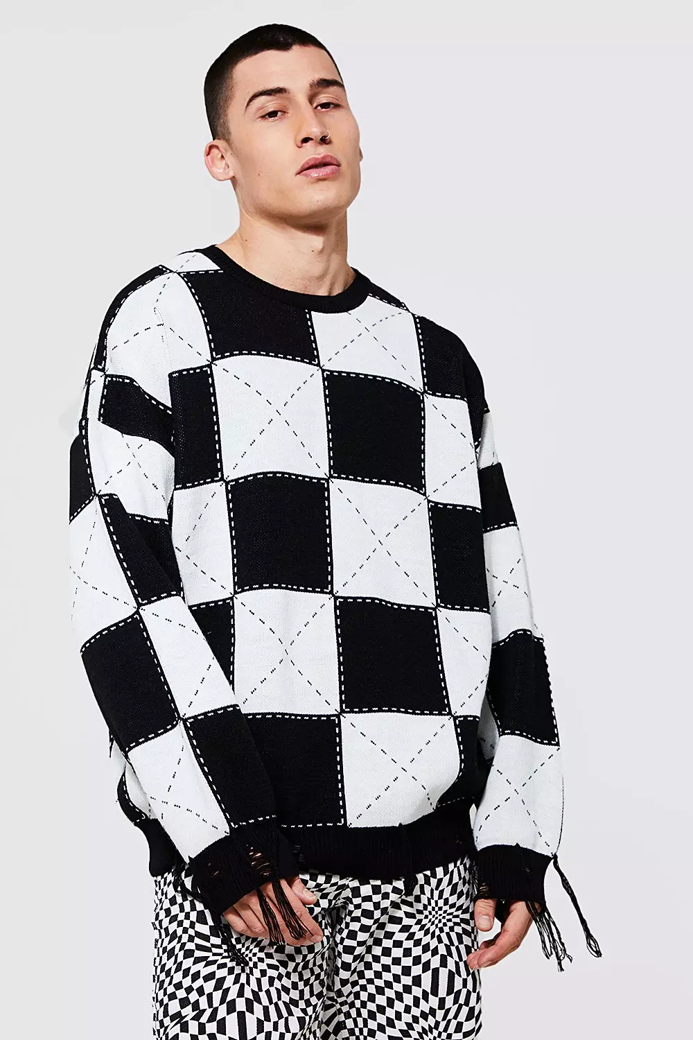 欲しいの 【日本未入荷】Monogram Checkerboard Sweater - トップス