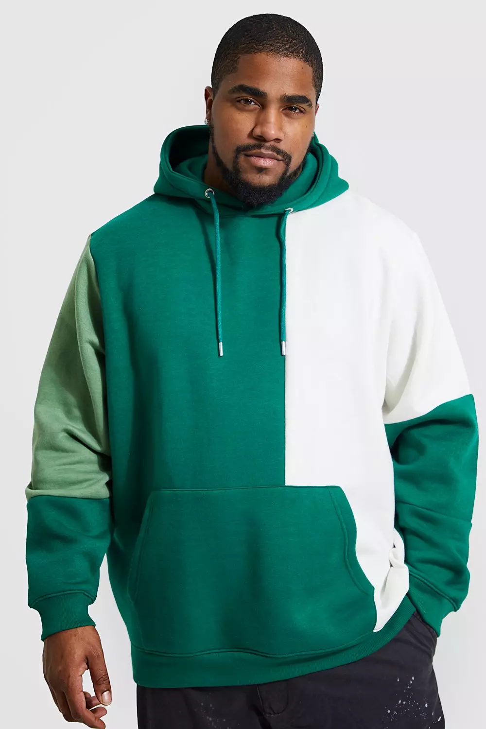 Green Color Block Hoodie 