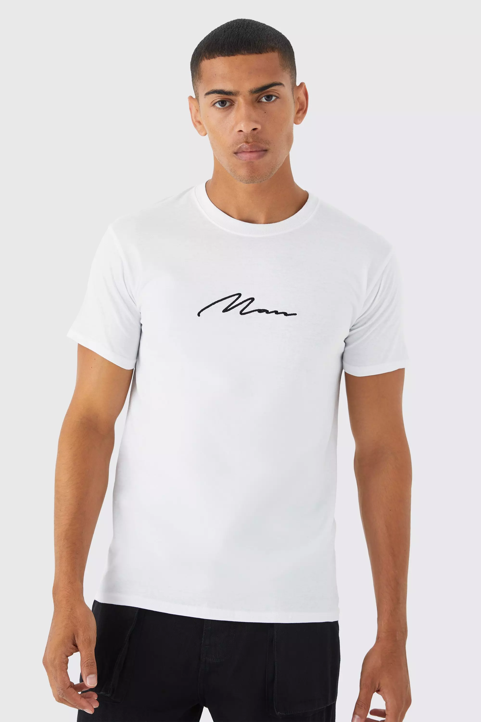 Man Signature Embroidered T-shirt