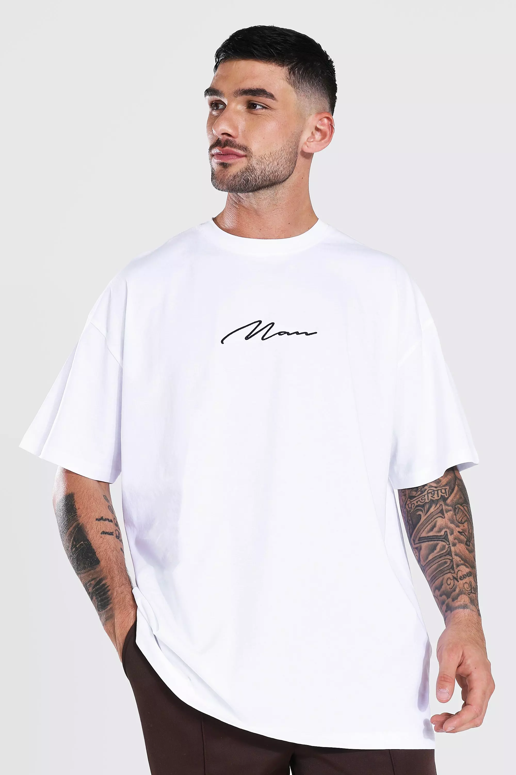 Oversized Man Signature Embroidered T-shirt