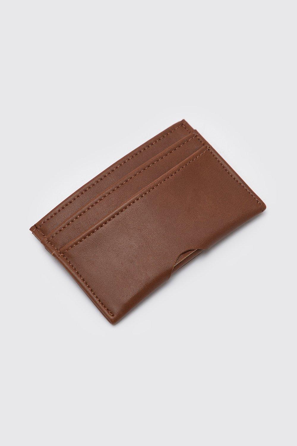 Mens Brown Faux Leather Card Holder, Brown