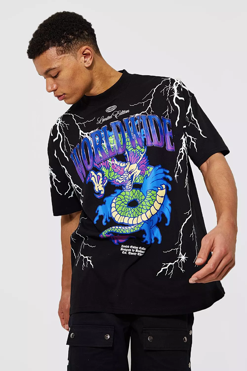 Tall Dragon Oversized Back Print T-shirt