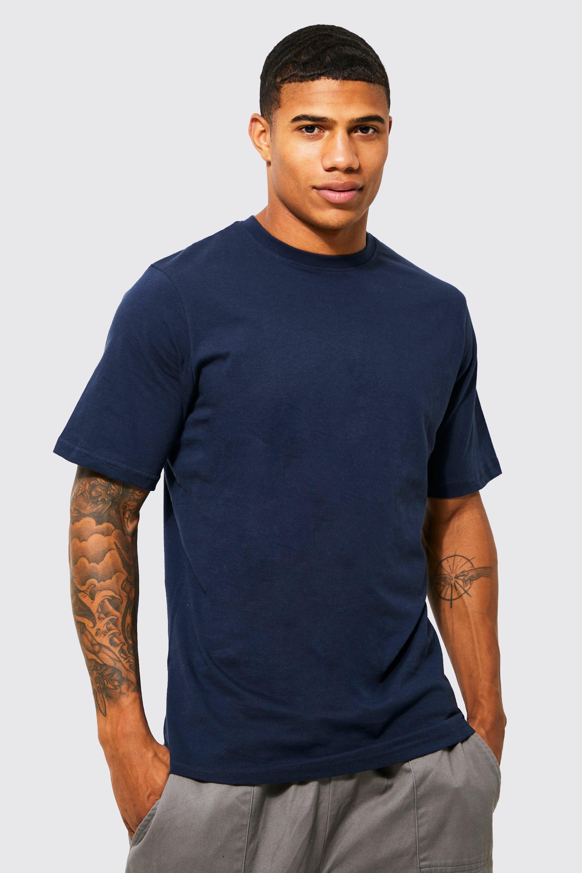 Mens Navy Basic Crew Neck T-Shirt, Navy