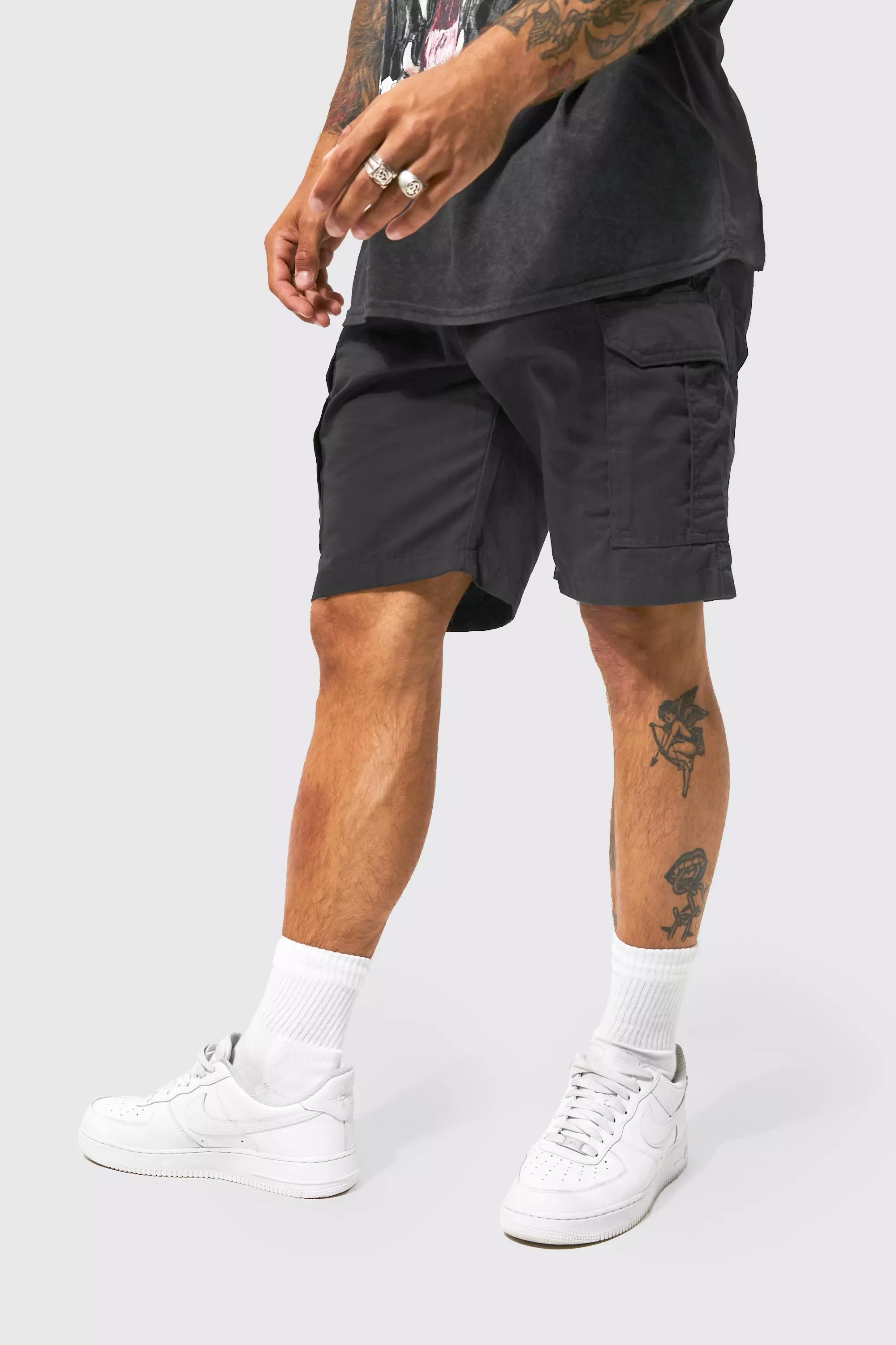 ASOS DESIGN cargo shorts in black