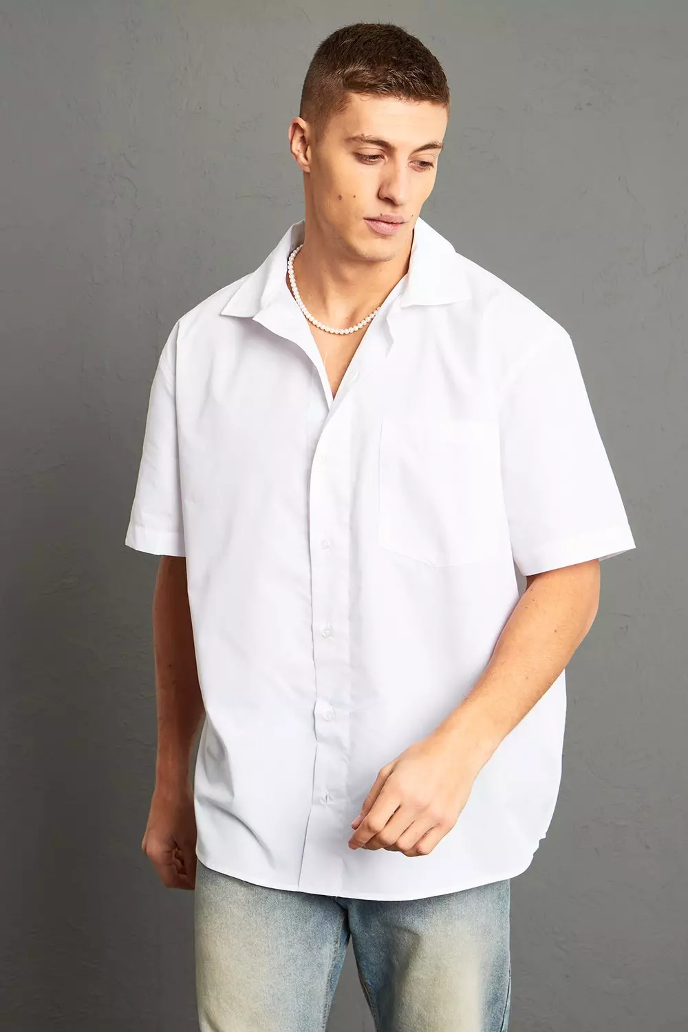 Short Sleeve Oversized Poplin Shirt boohooMAN