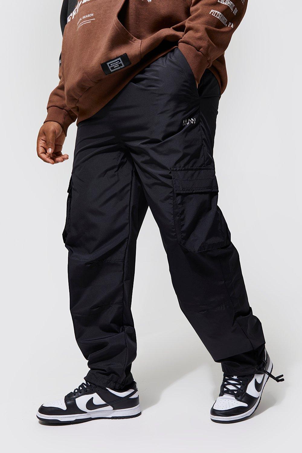 straight leg black cargo trousers