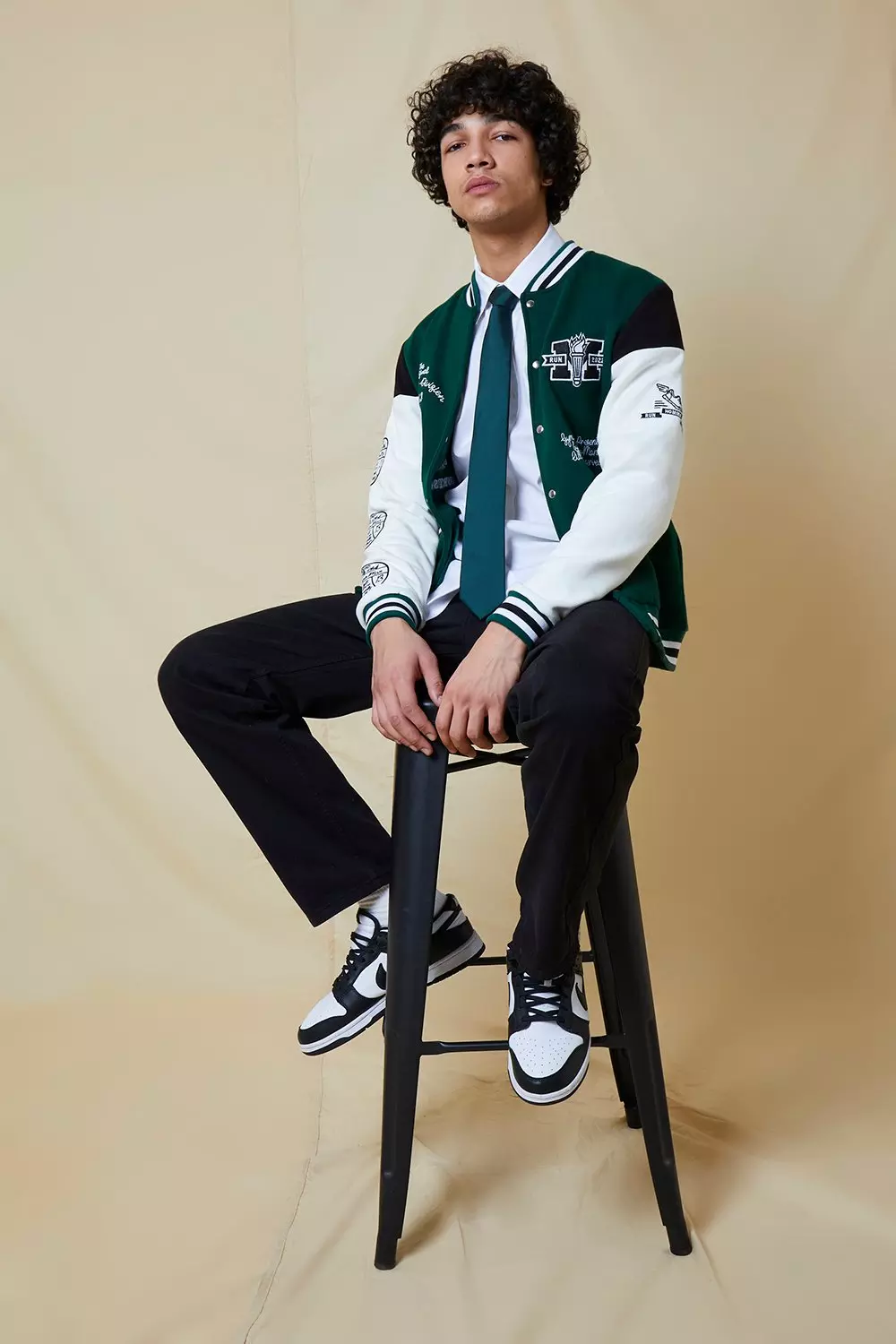 Green & black  Varsity jacket outfit, Green varsity jacket, Mens clothing  styles