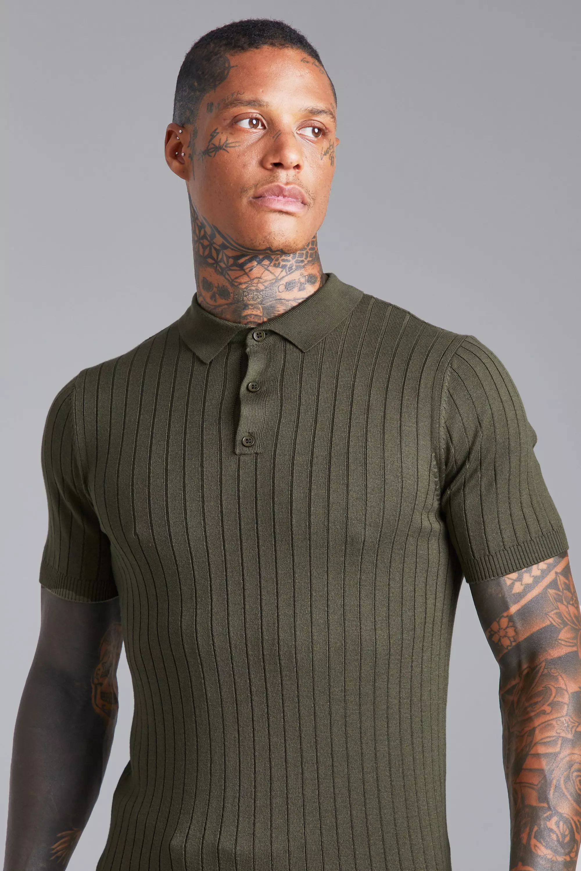 Muscle Short Sleeve Ribbed Polo