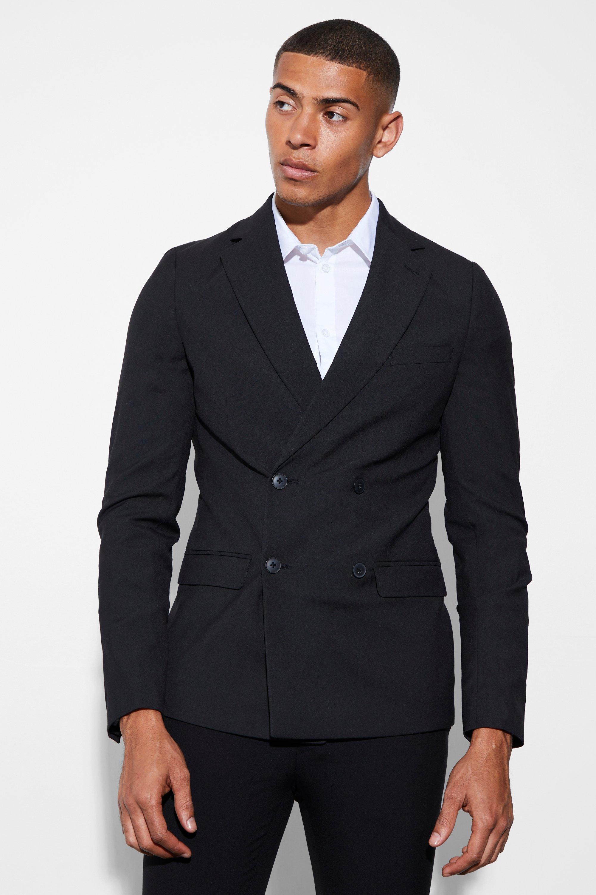 Men's Super Skinny Double Breasted Suit Jacket - Black - 40, Black
