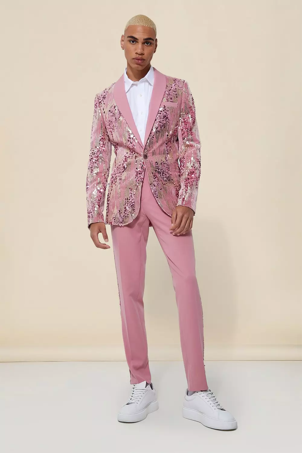 Mens pink 2025 sequin blazer