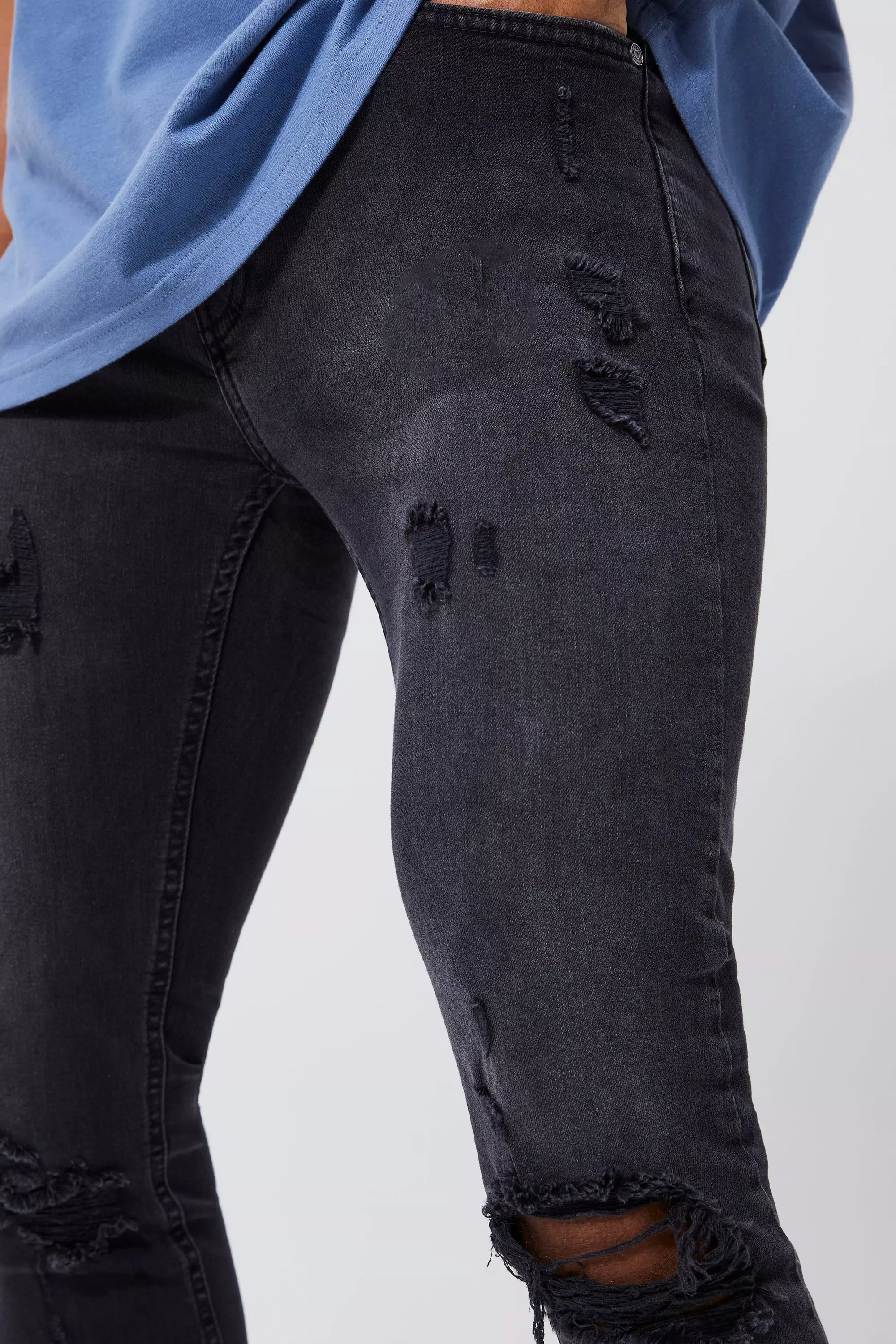 Buy online Mens Slim Fit Slash Knee Jeans from Clothing for Men by