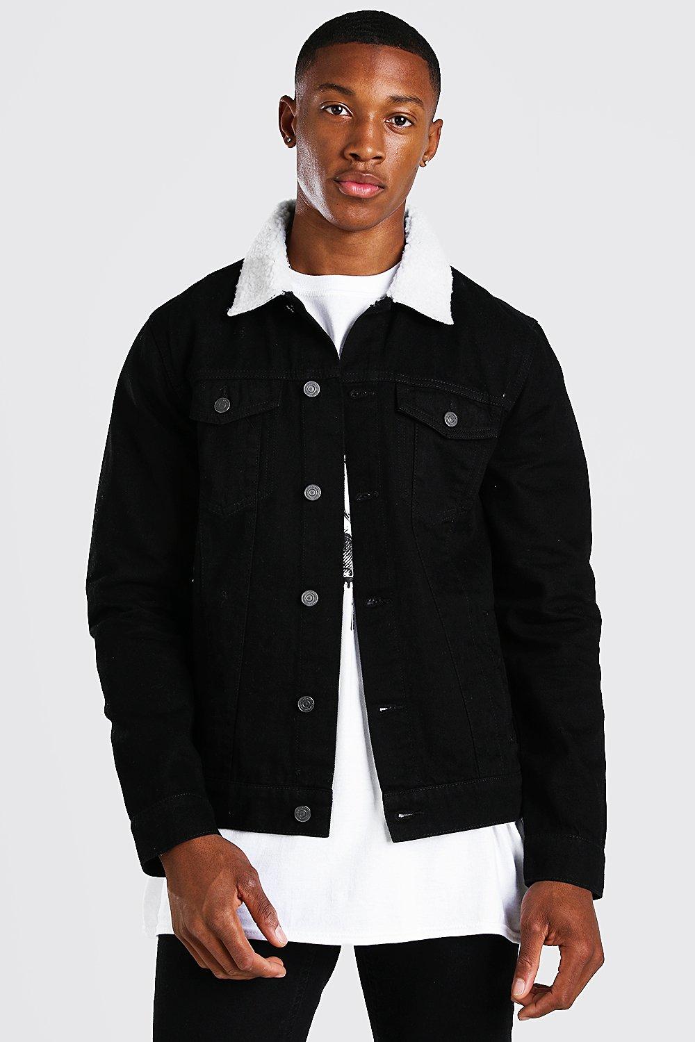 black denim borg jacket mens