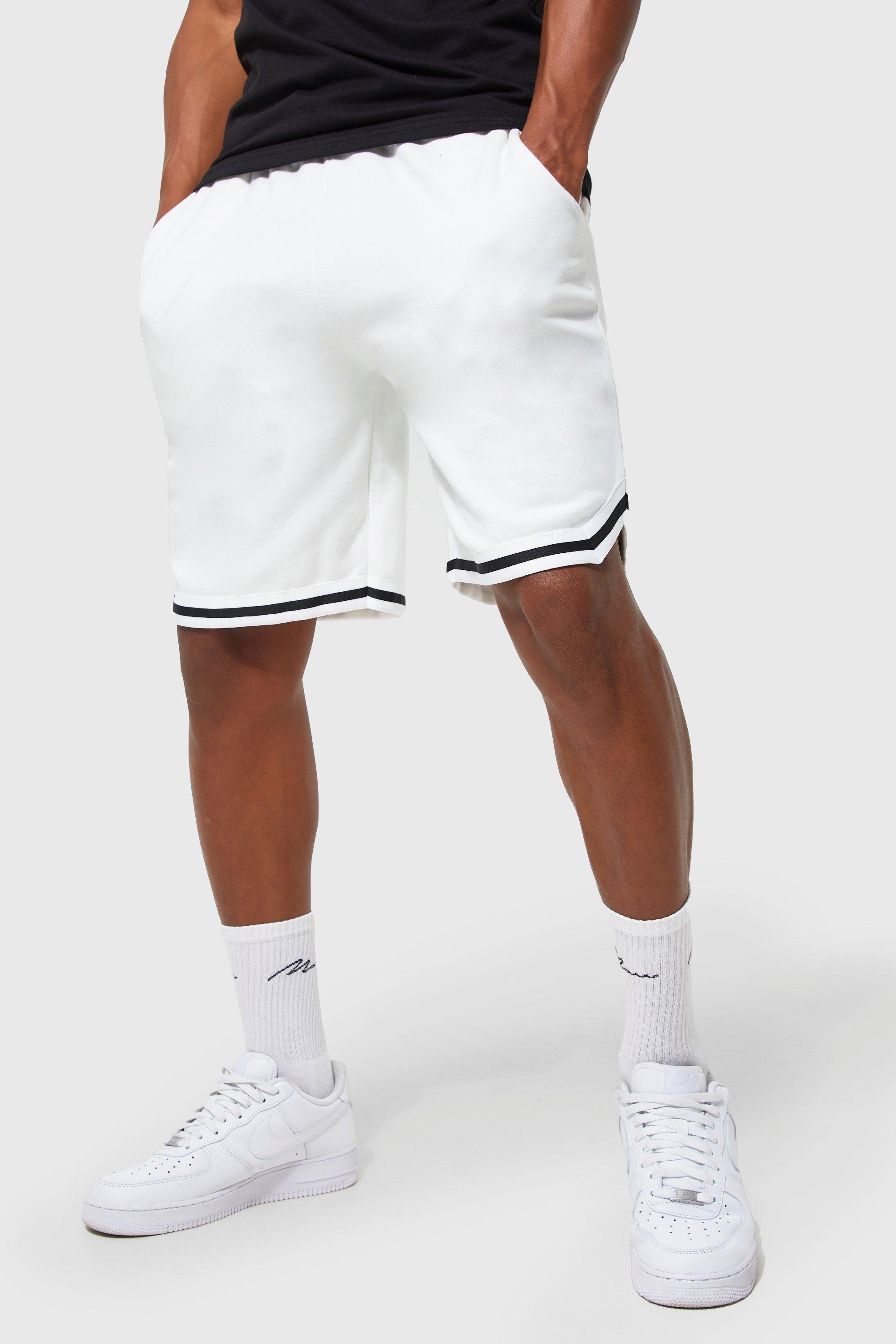 Mens Cream Oversized Jersey Tape Short, Cream