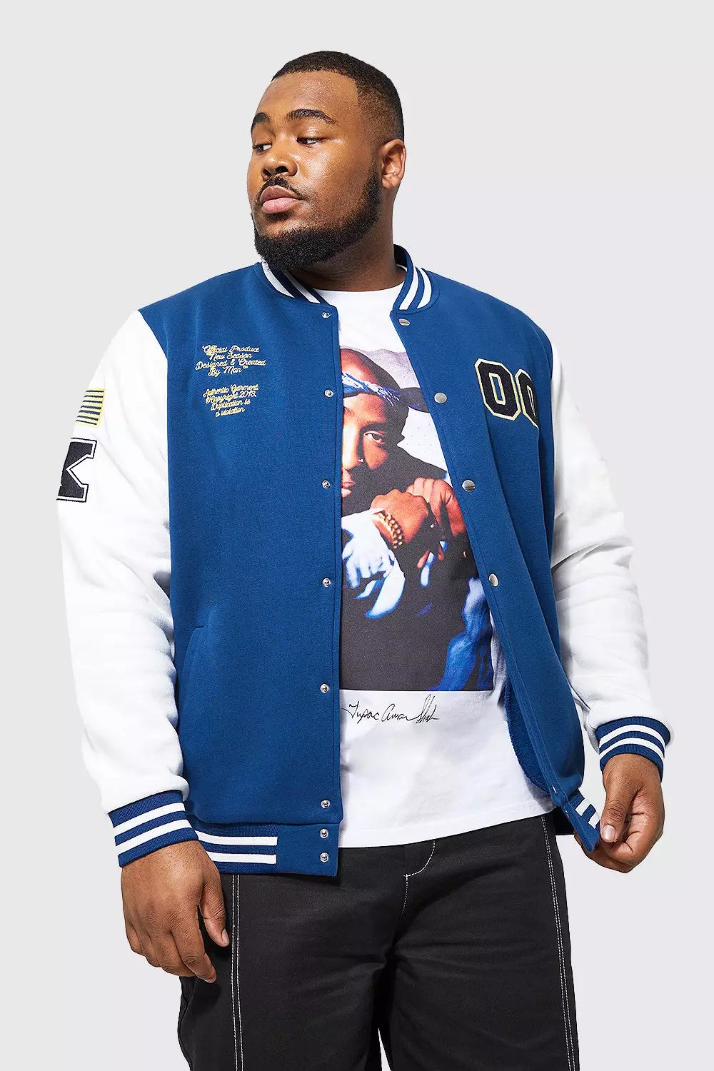 Oversized Varsity Bomber Jacket With Badges