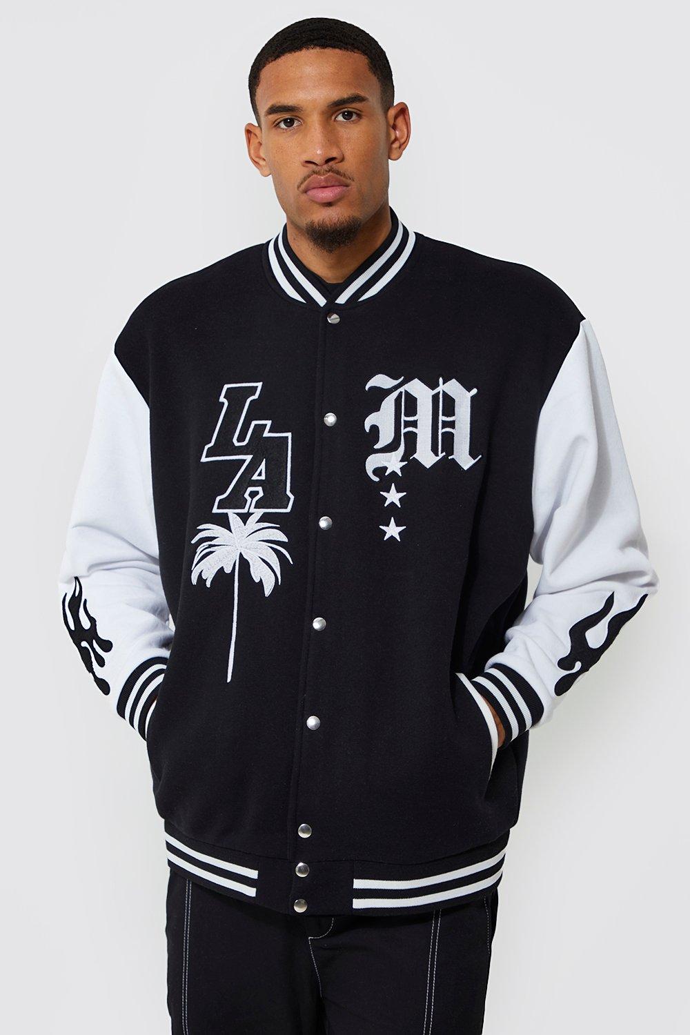 la badge jersey varsity bomber jacket