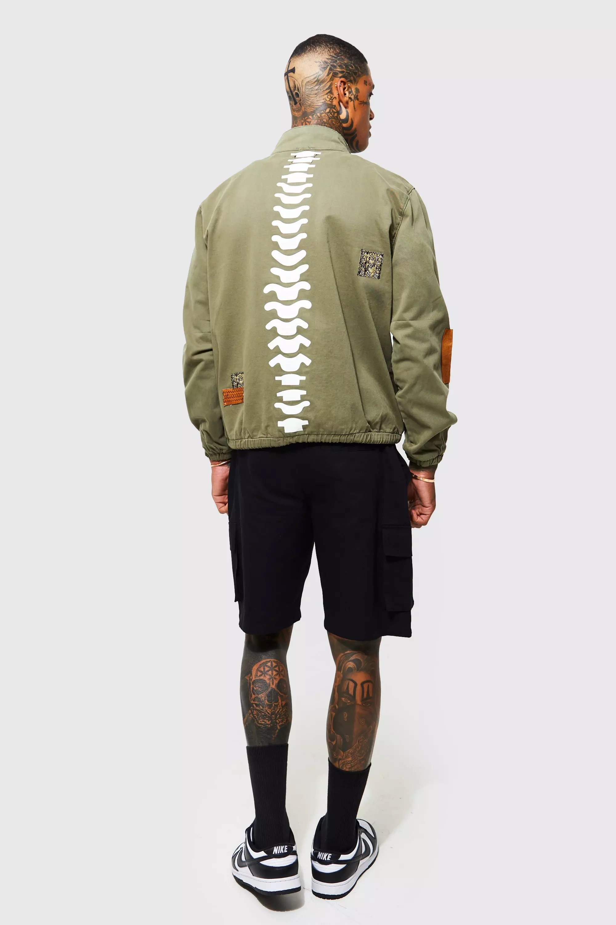 Back Skeleton Applique Twill Jacket | boohooMAN USA