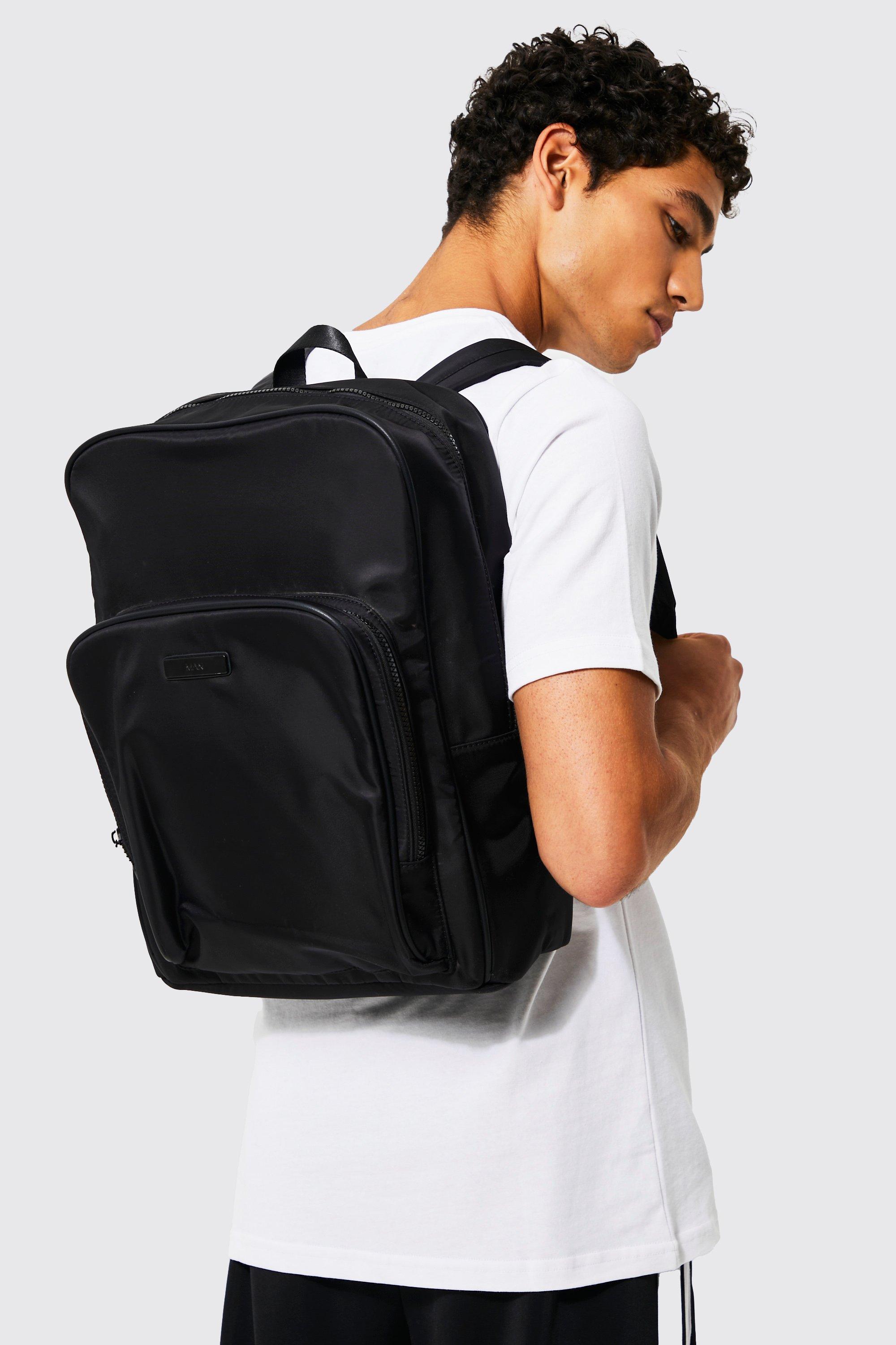 men's smart nylon boxy rucksack - black - one size, black