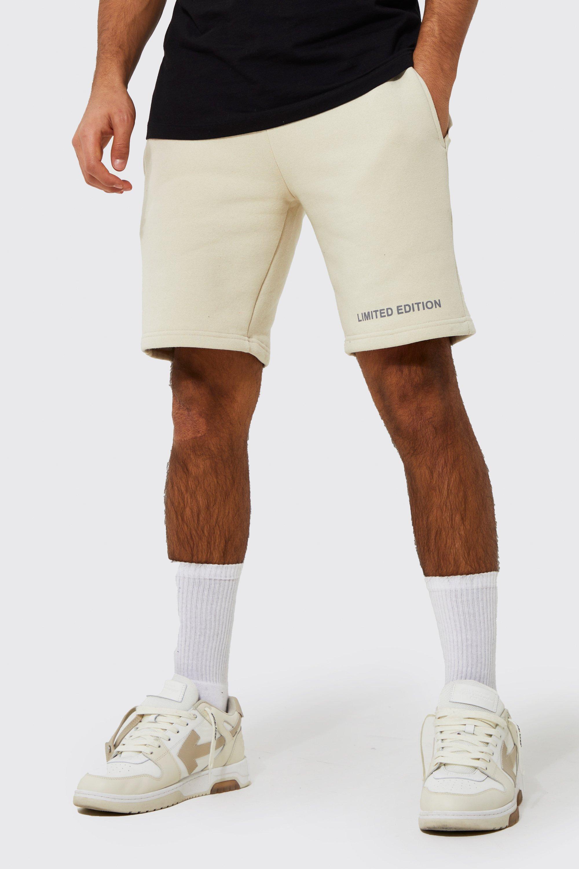 Mens Beige Limited Edition Slim Fit Mid Jersey Short, Beige