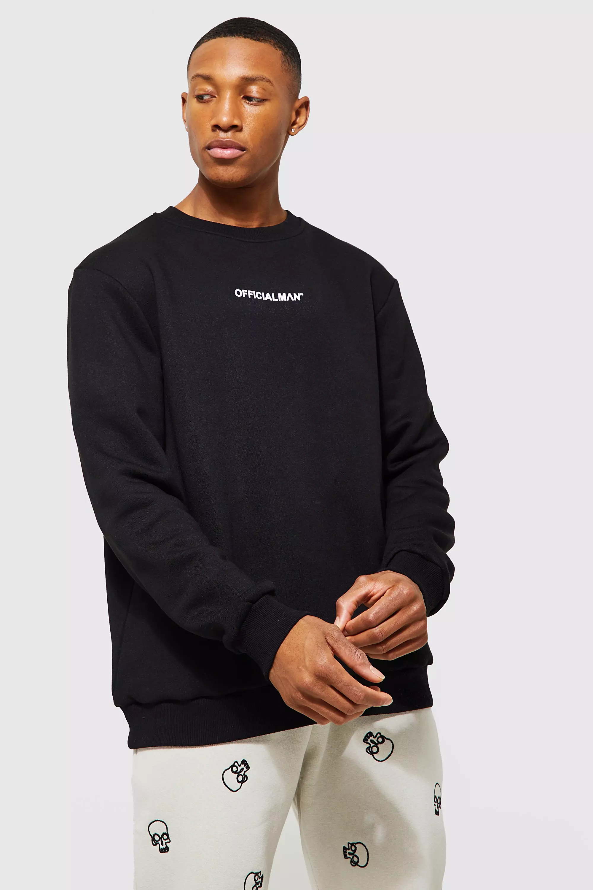 Official Man Crew Neck Sweatshirt | boohooMAN USA