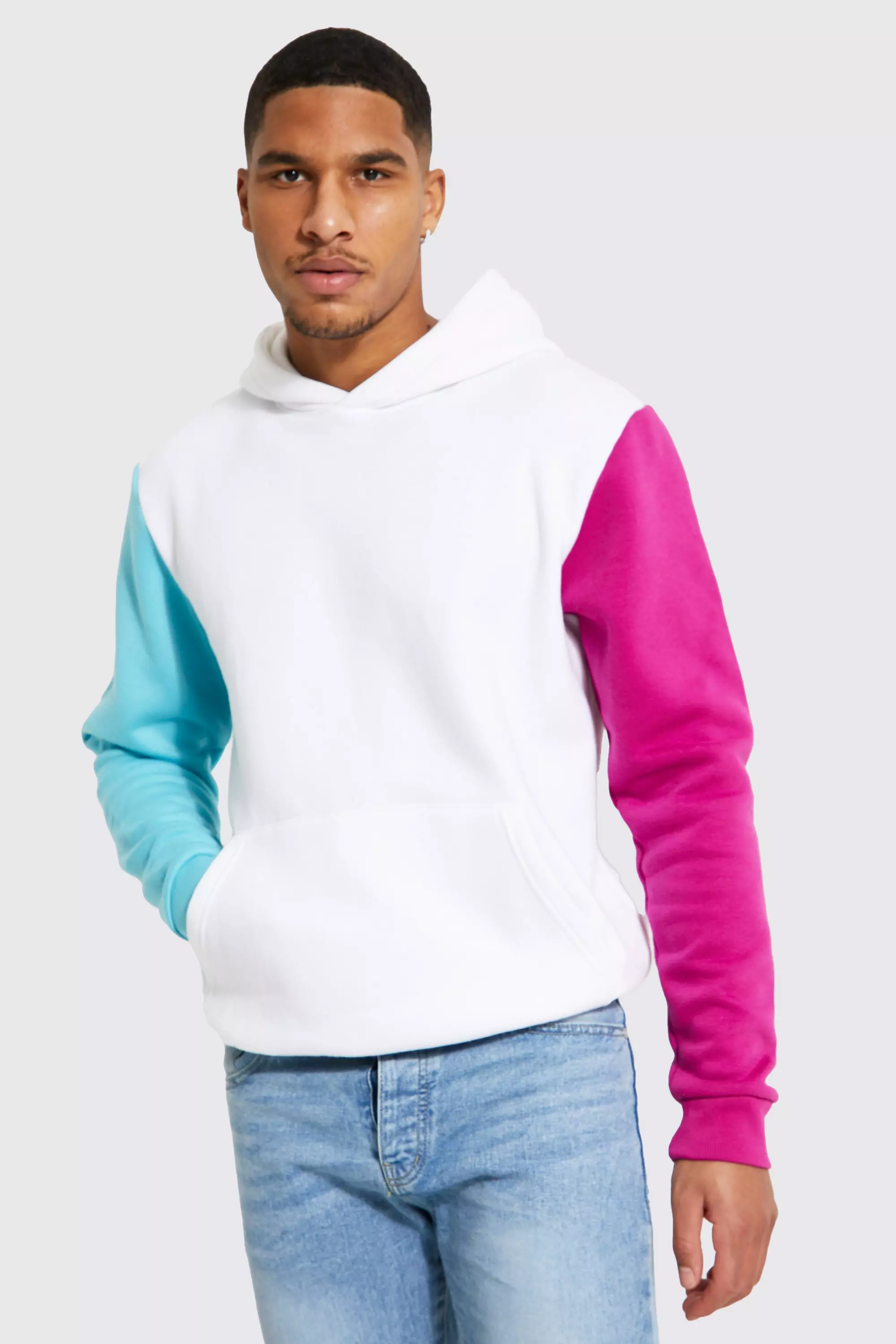 Mens colour block hoodie hot sale