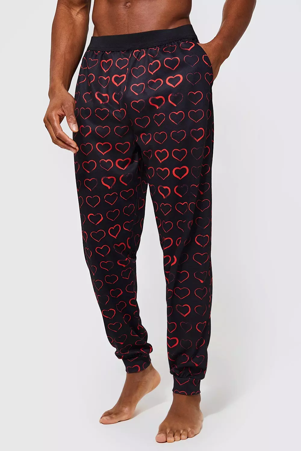 All Over Print Heart Loungewear Pants | boohooMAN