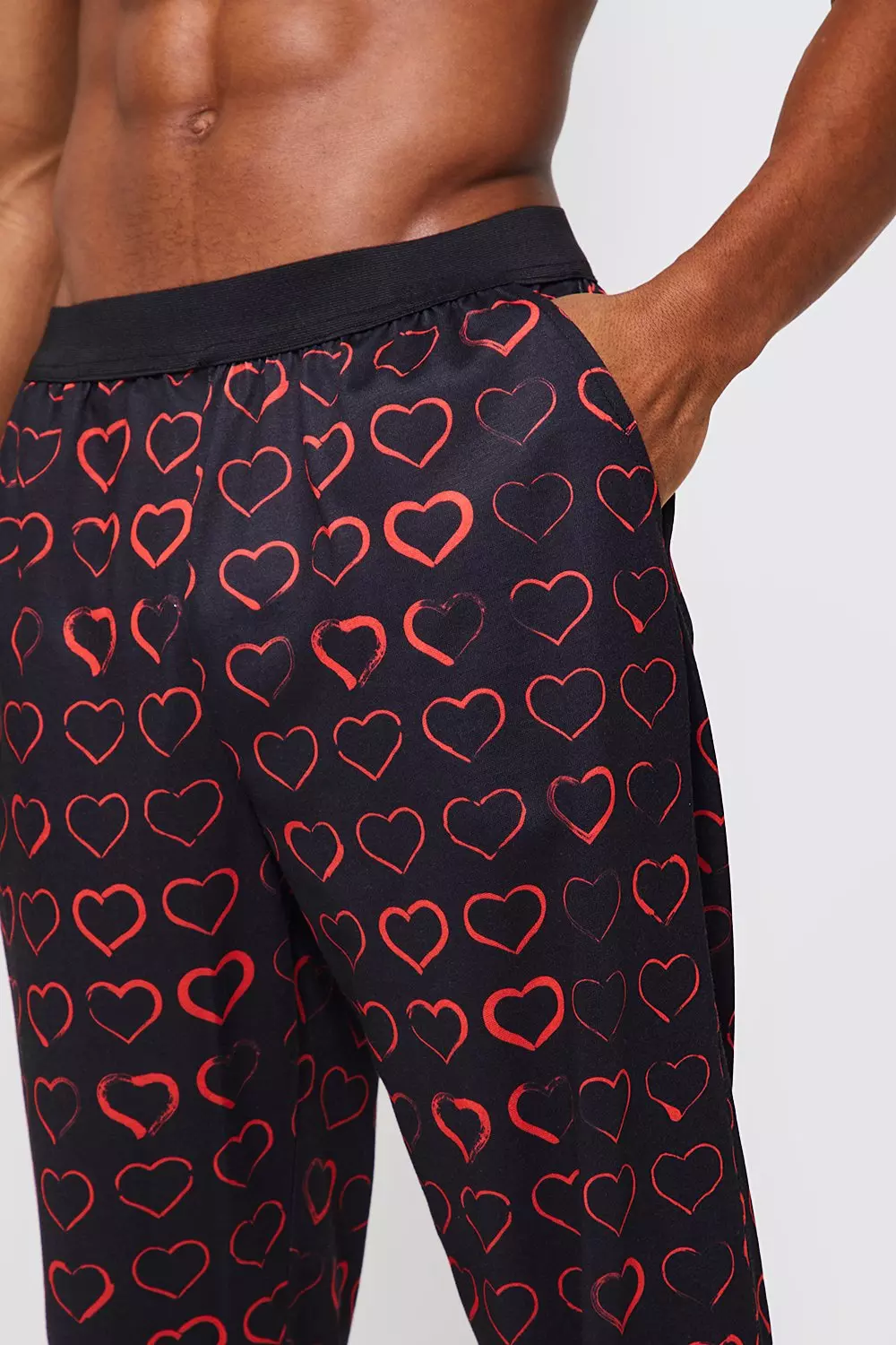 All Over Print Heart Loungewear Pants | boohooMAN