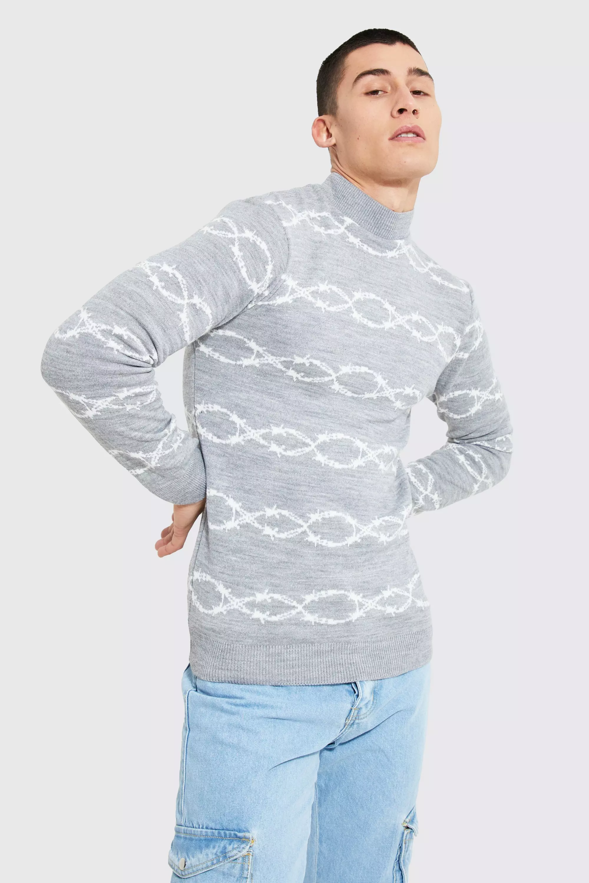 TEEK - Turtleneck Denim Sweatshirt