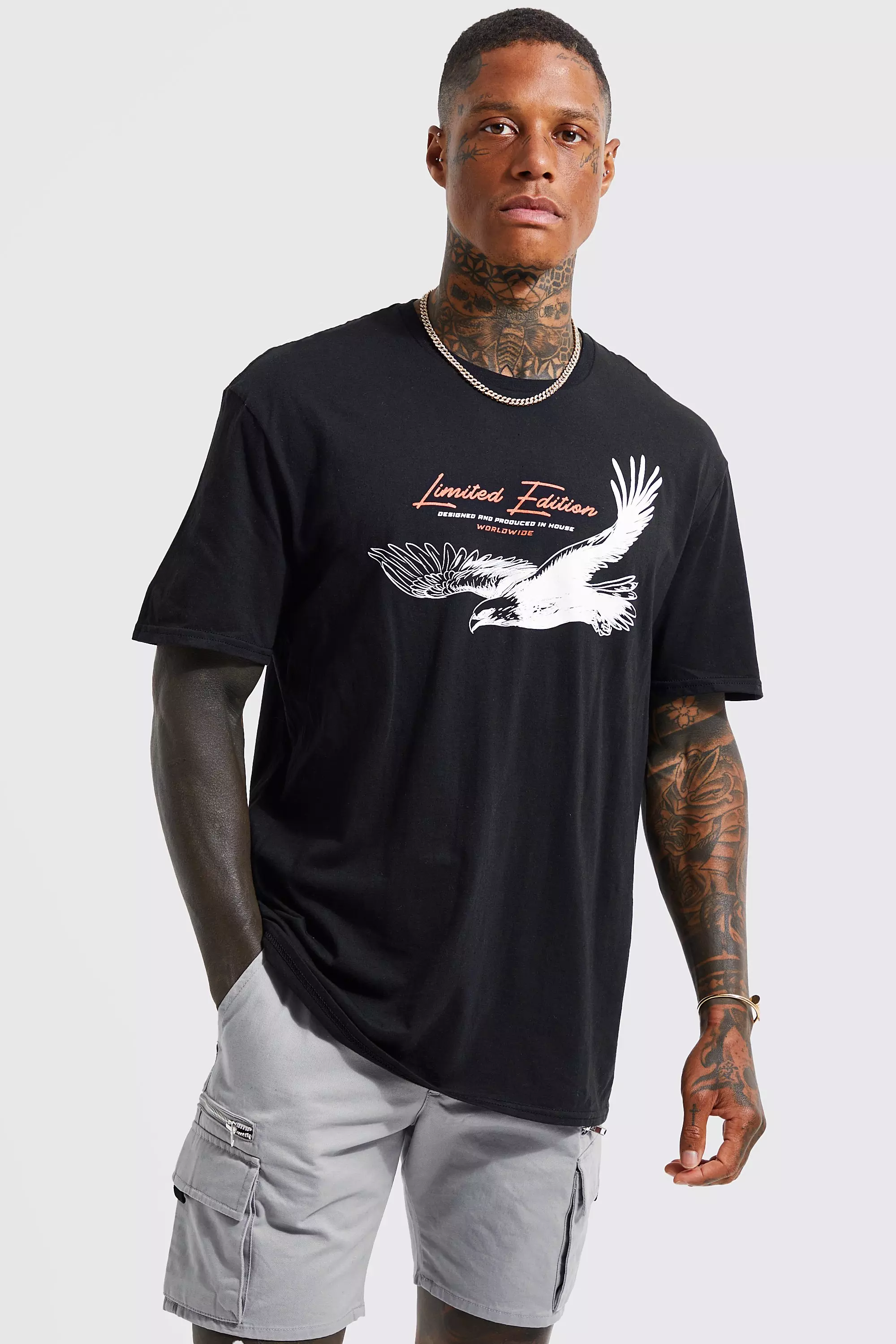 Eagle Print Oversized Fit T-Shirt