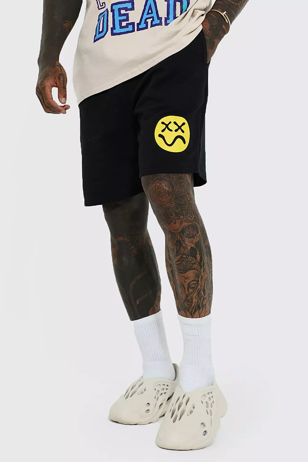 Loose Fit Graffiti Graphic Sweat Shorts | boohooMAN USA