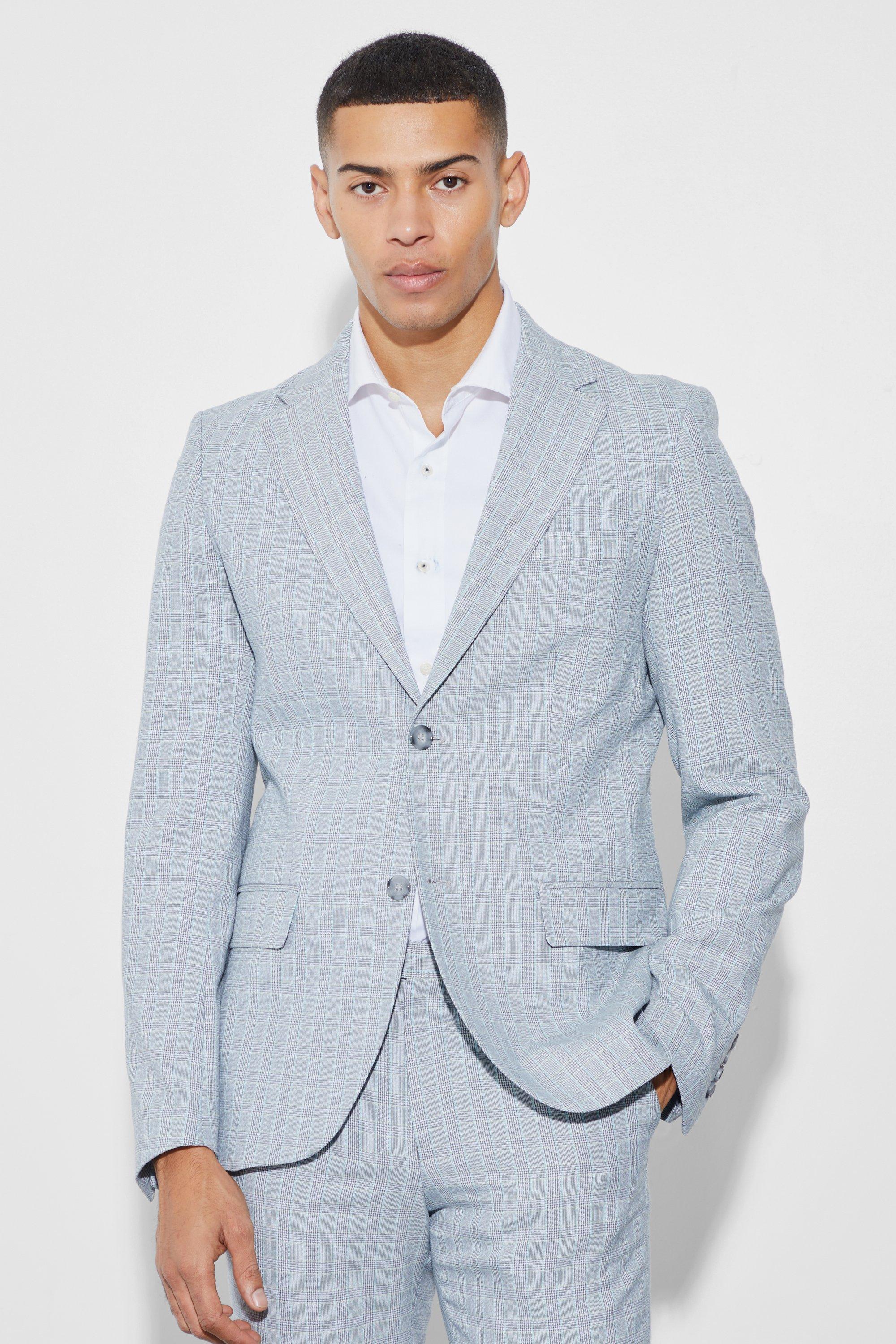 veste de costume droite à carreaux homme - gris - 42, gris