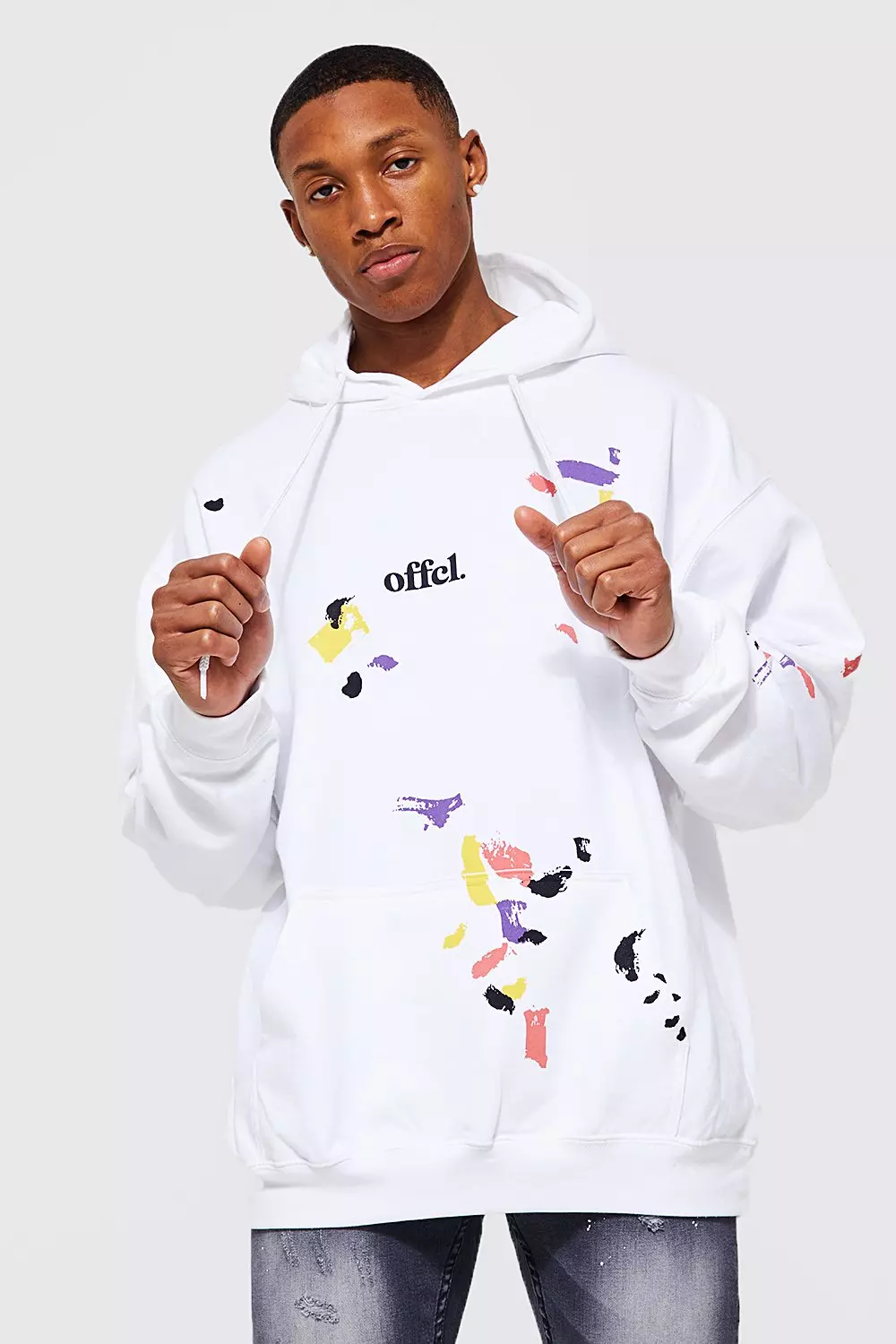 Oversized Limited Paint Splatter Hoodie boohooMAN USA