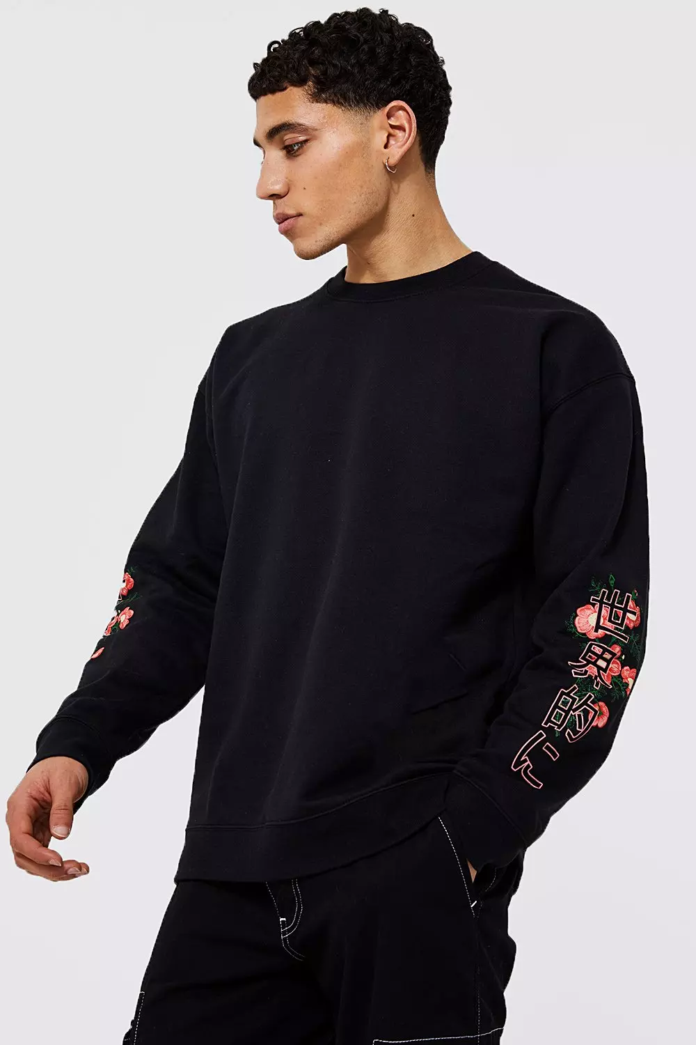 Boohooman black online sweatshirt