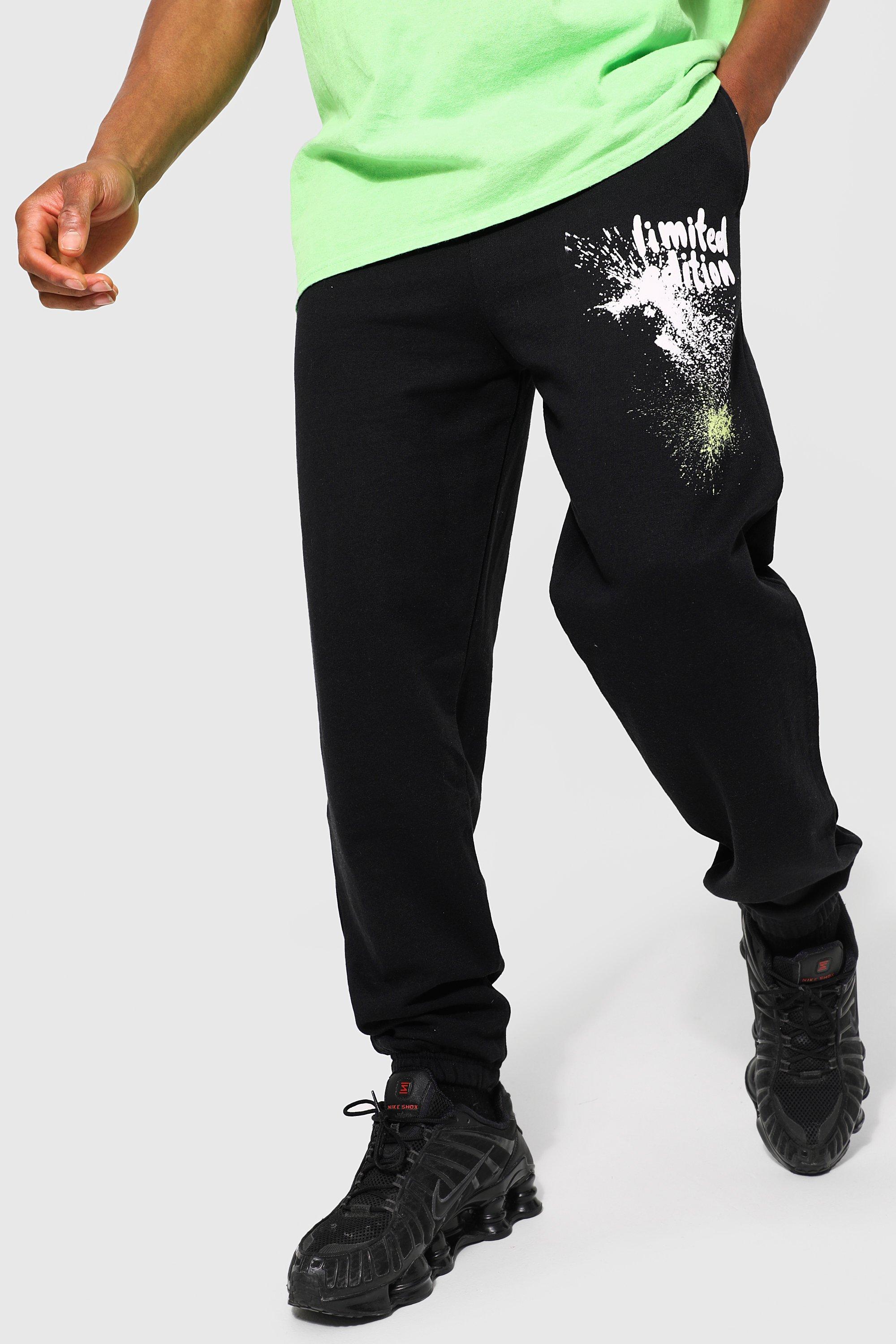 Mens Black Limited Paint Splatter Jogger, Black