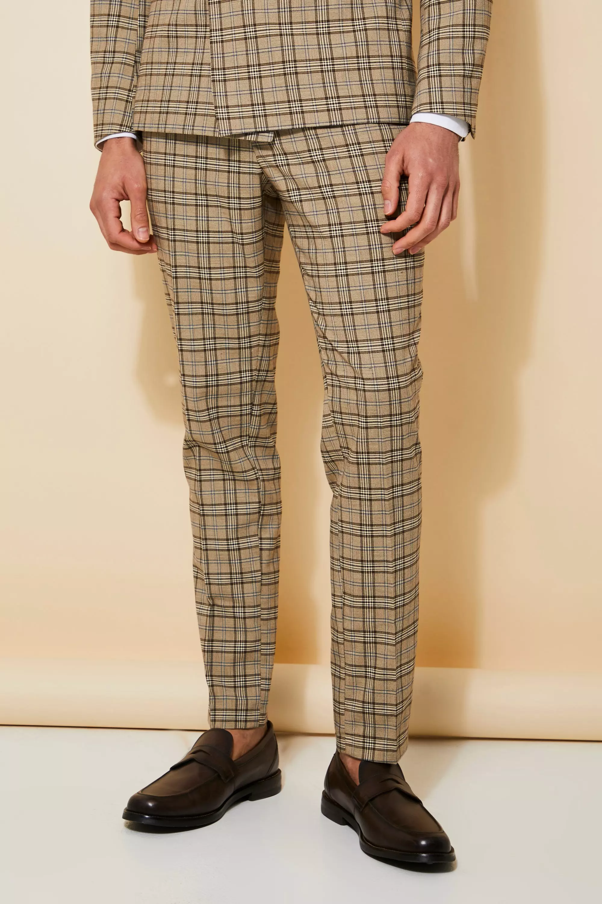 Slim Fit trousers - Beige/Checked - Men